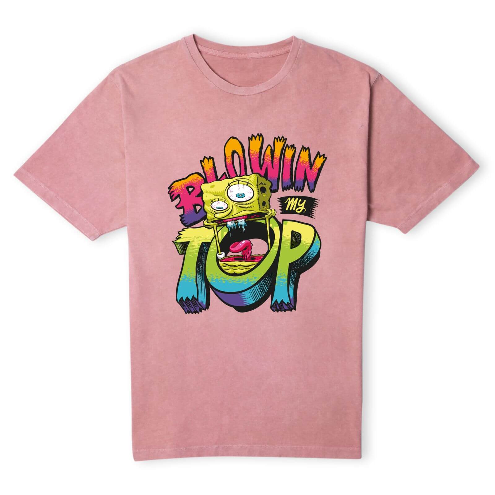 Spongebob Squarepants Blowin My Top Men's T-Shirt - Pink Acid Wash - XS - Pink Acid Wash