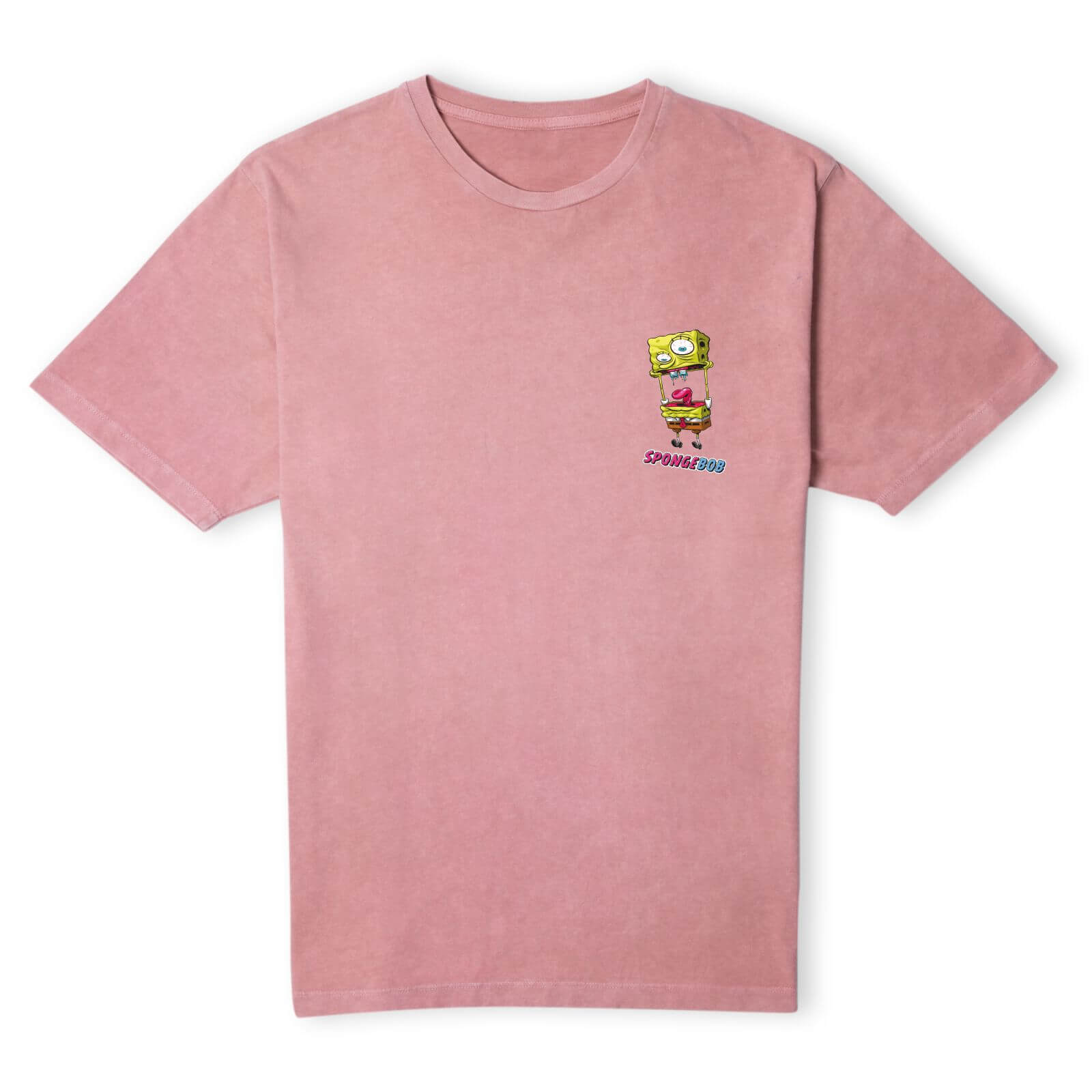 Spongebob Squarepants Detached Men's T-Shirt - Pink Acid Wash - XS - Pink Acid Wash