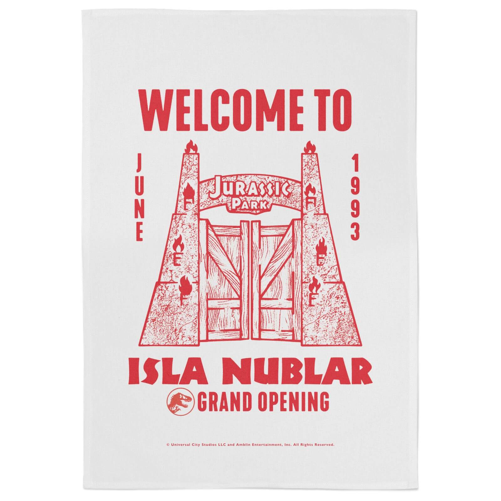 Jurassic Park Welcome To Isla Nublar Tea Towel