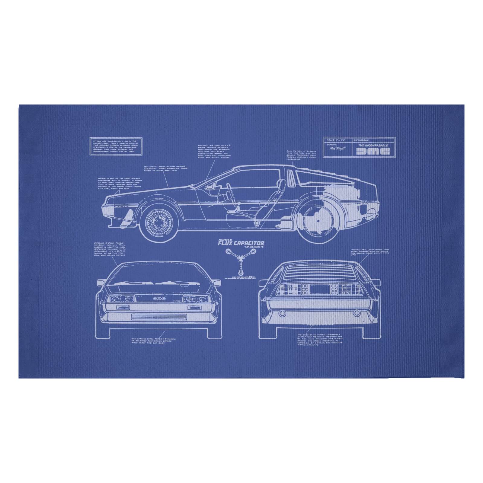 Back To The Future DeLorean Blueprint Woven Rug - Small