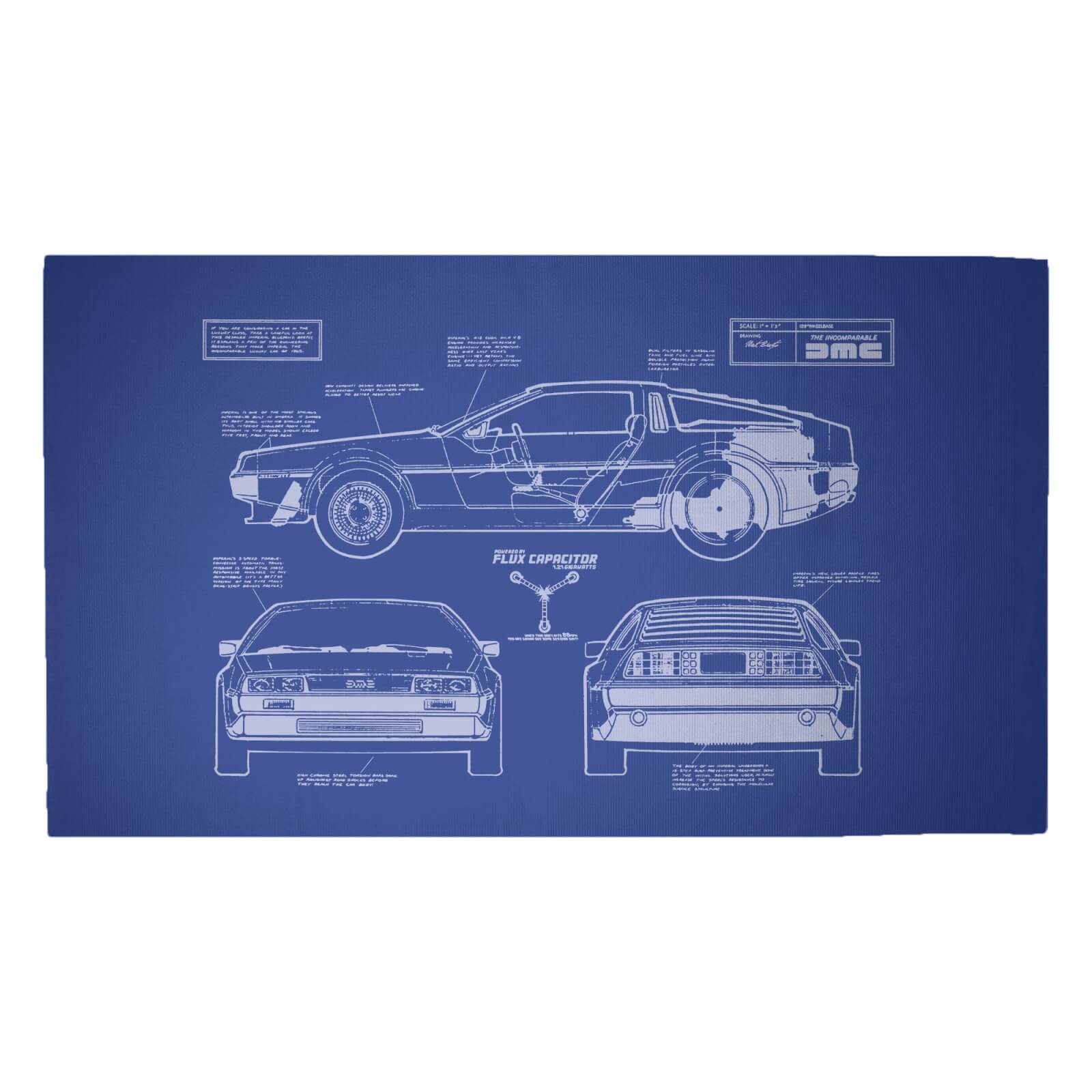 

Back To The Future DeLorean Blueprint Woven Rug - Medium