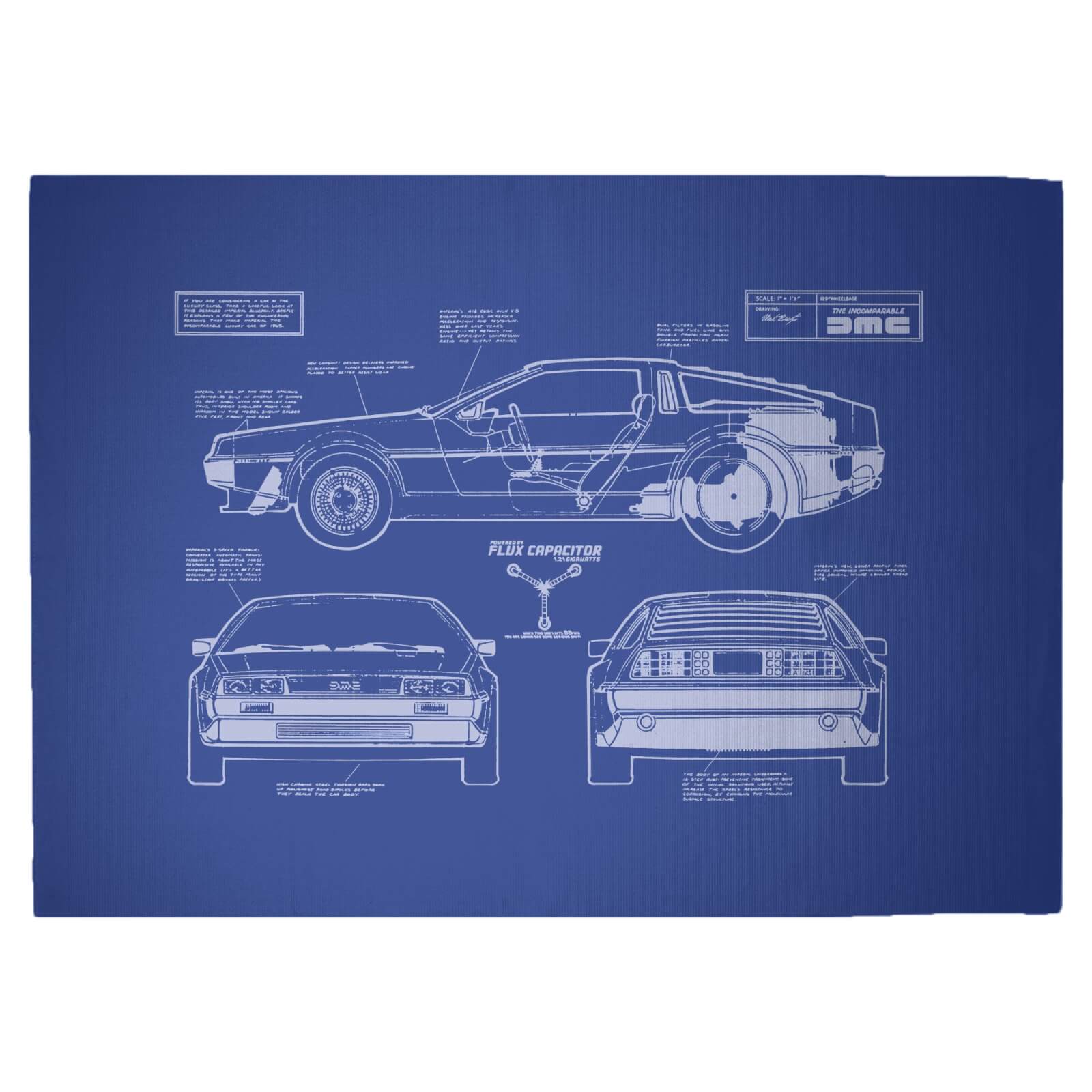 

Back To The Future DeLorean Blueprint Woven Rug - Large