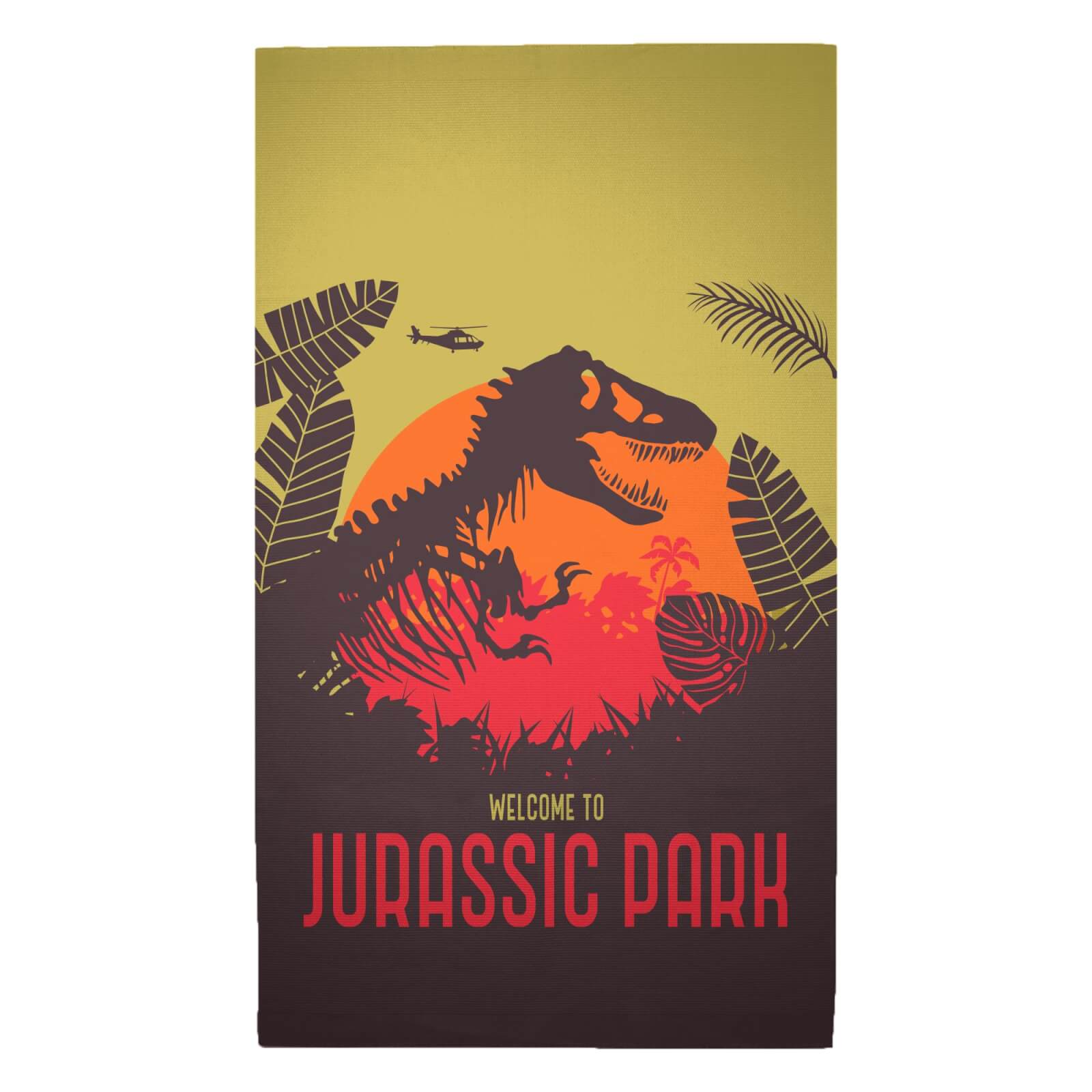 Jurassic Park Welcome Poster Woven Rug - Medium