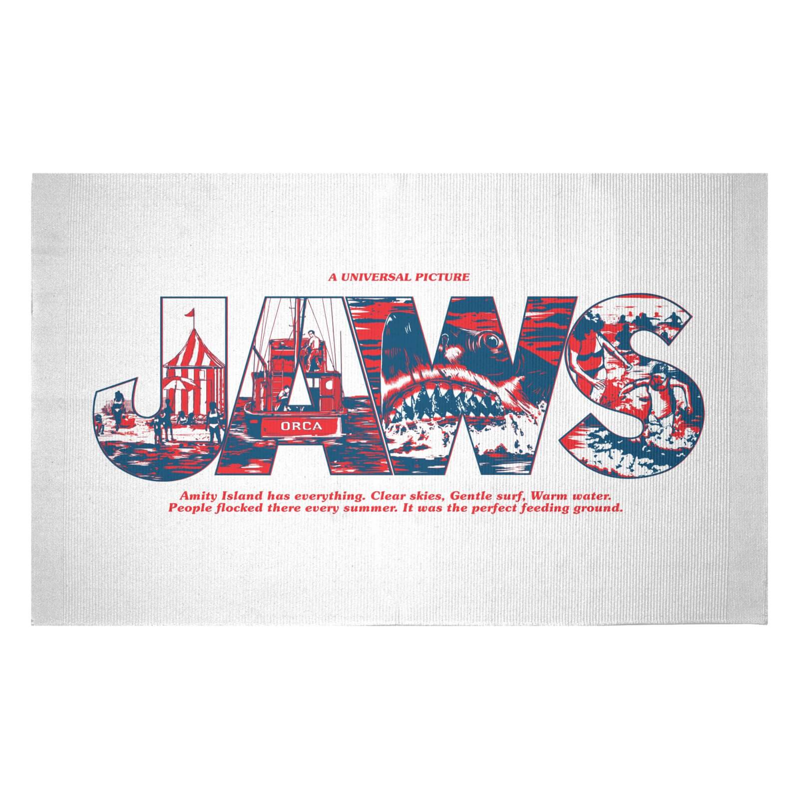 Jaws Text Illustration Woven Rug - Small