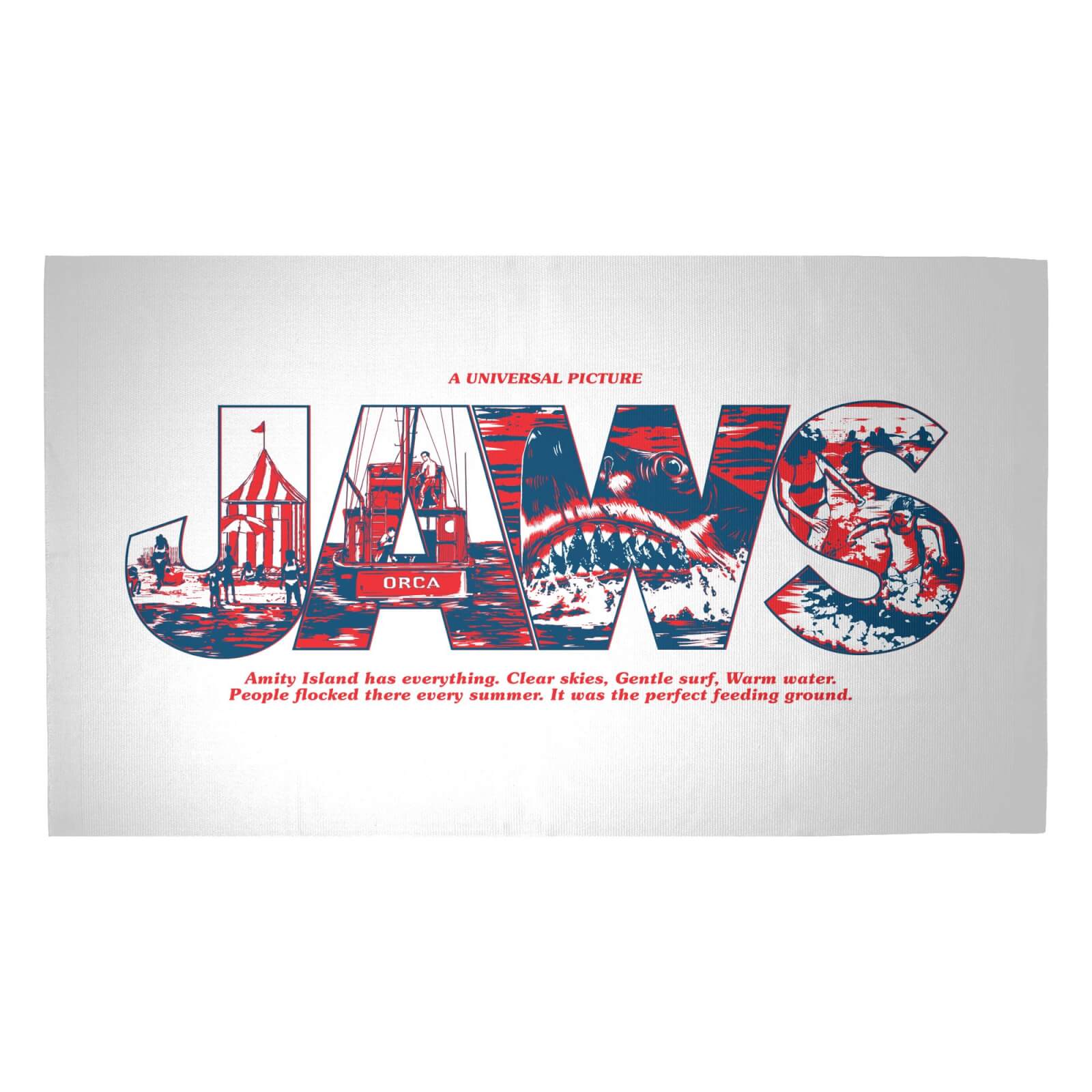 Jaws Text Illustration Woven Rug - Medium