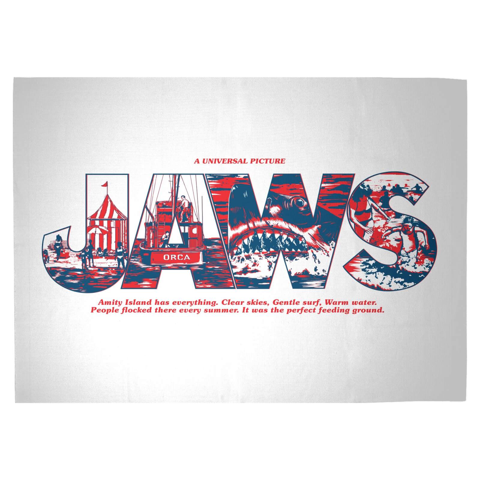Jaws Text Illustration Woven Rug - Large