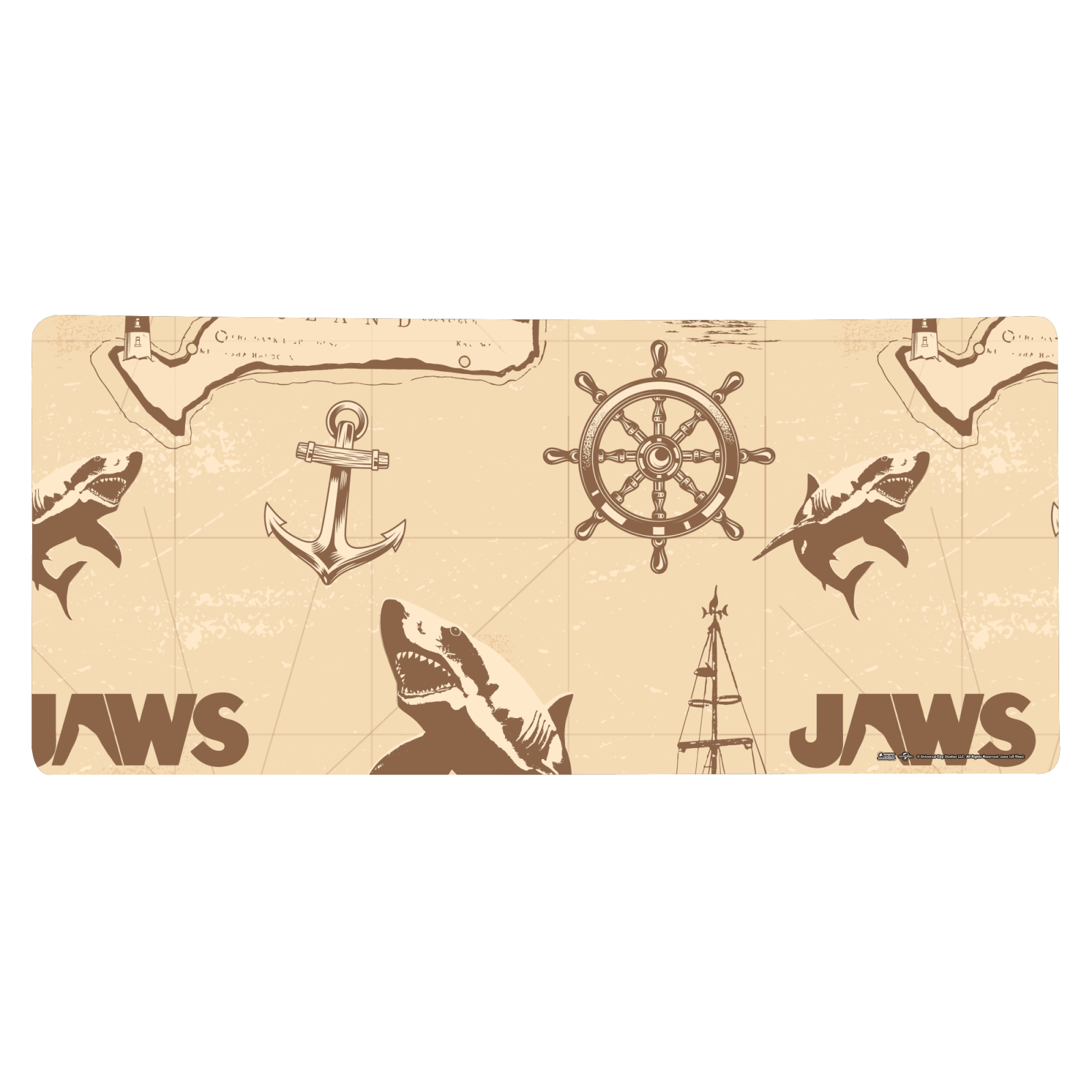 

Les Dents de la Mer Map Tapis de Souris Gaming - Large