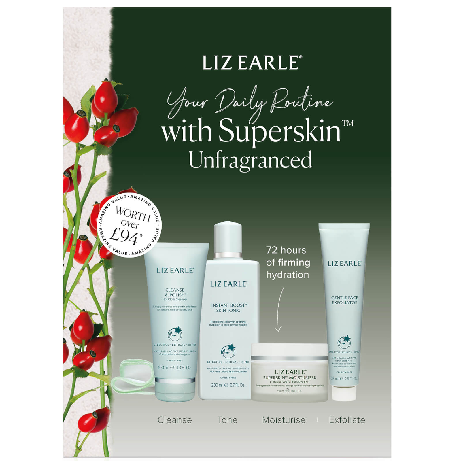 Liz Earle Your Daily Routine with Superskin Kit - Unfragranced (Worth £69.50)