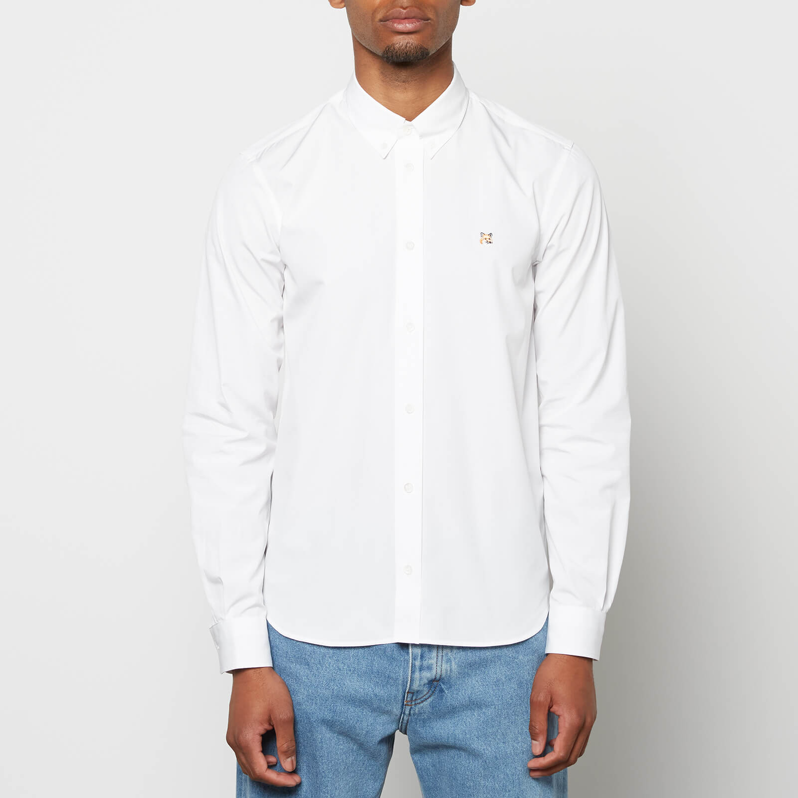 Maison Kitsuné Men's Fox Head Embroidery Classic Shirt - White - 40/16 Inches