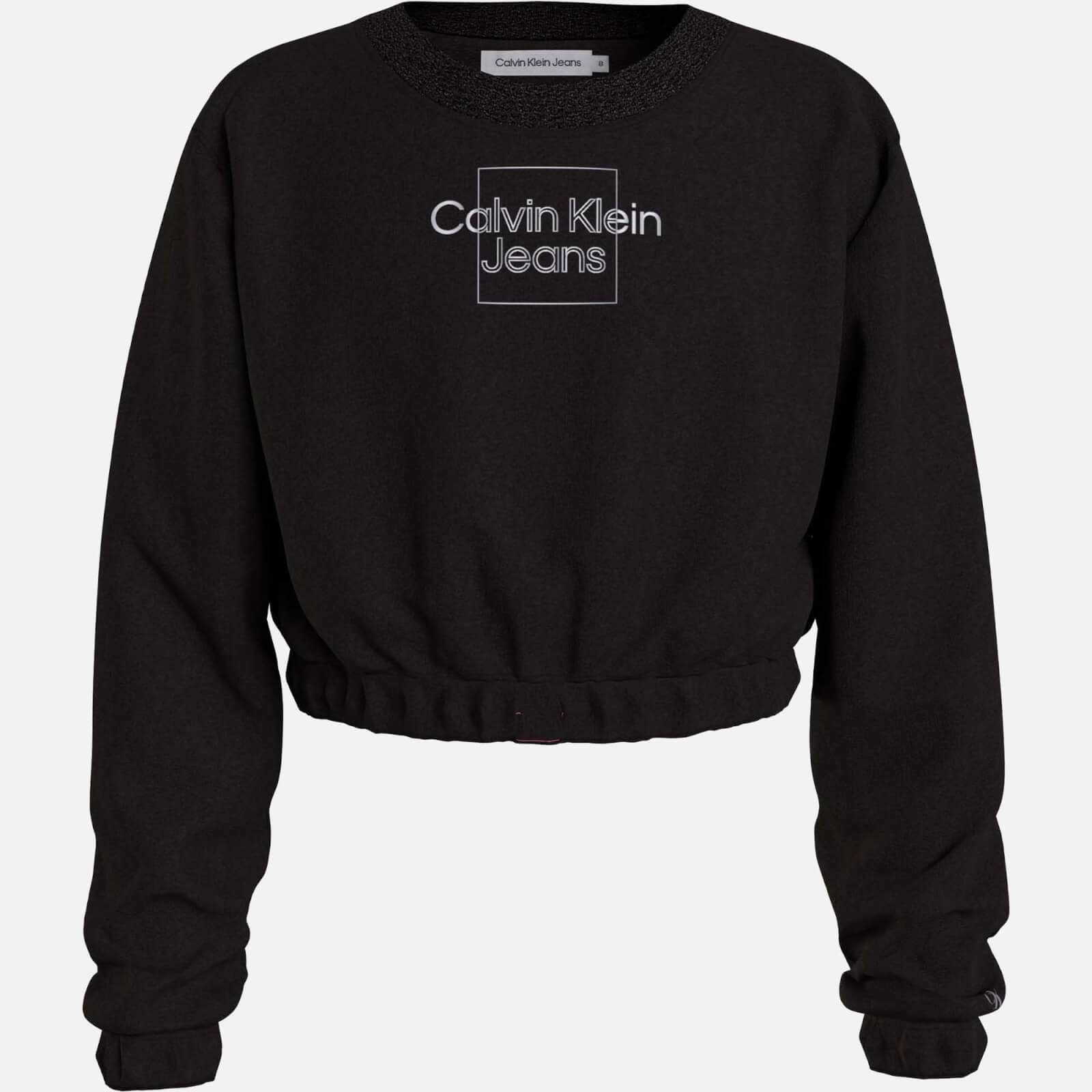 Calvin Klein Girls' Metallic Logo Cotton-Jersey Cropped Jumper