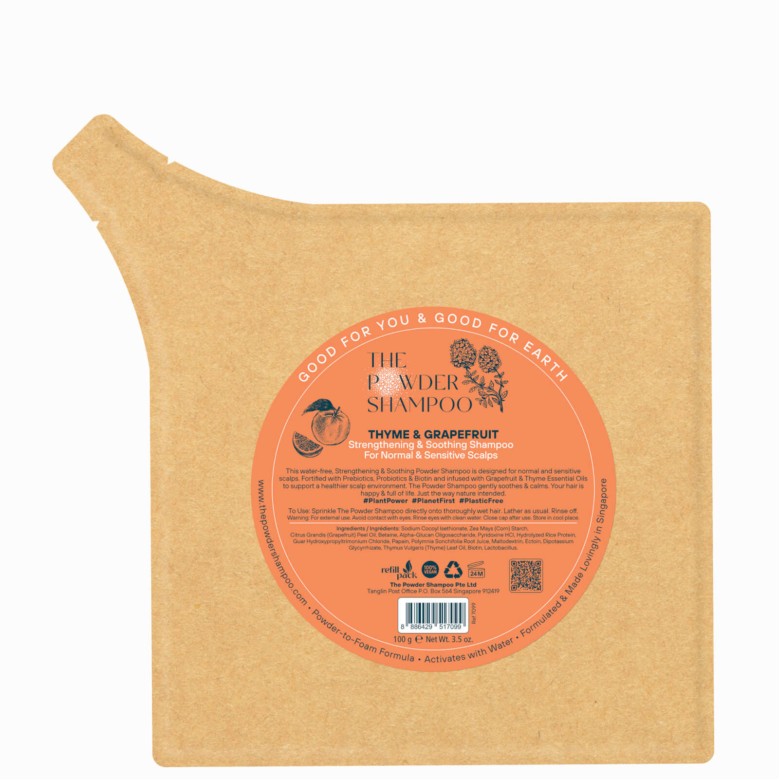 The Powder Shampoo Strengthening & Soothing Shampoo 100g Refill Pack (thyme & Grapefruit) In Neutrals
