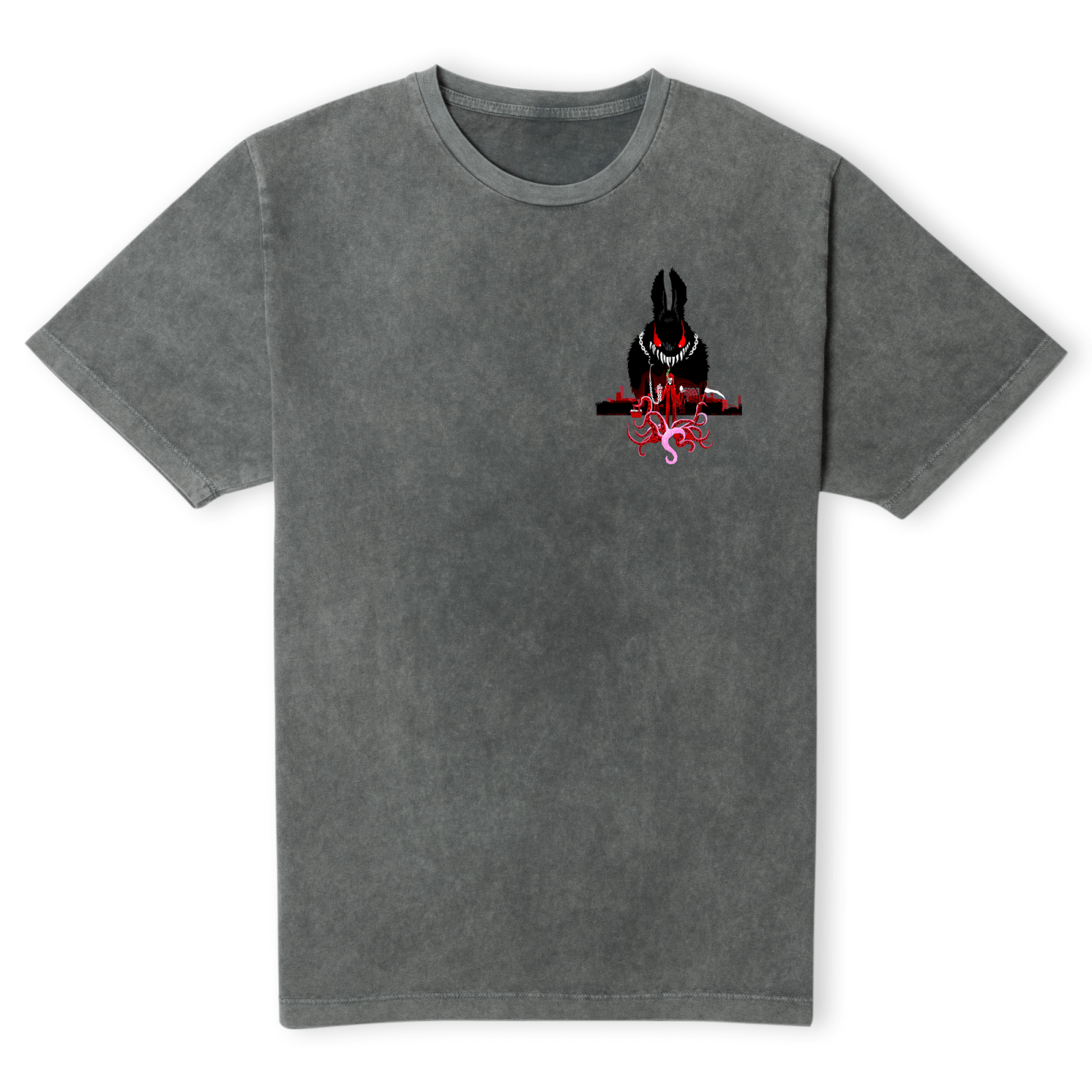 Grimmfest 2022 Easter Bunny Unisex T-Shirt - Black Acid Wash - S - Black Acid Wash
