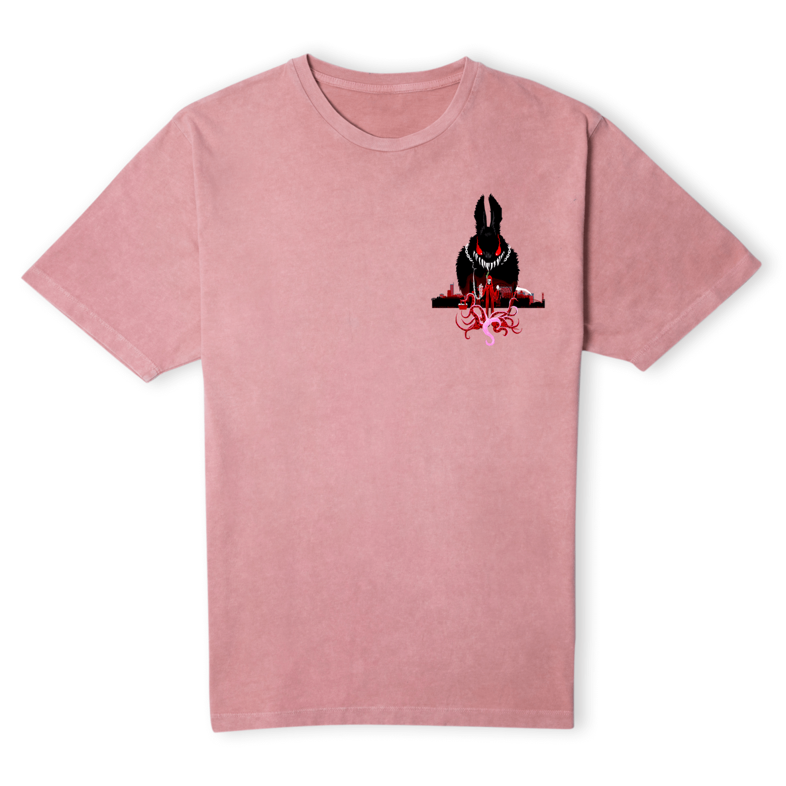 Grimmfest 2022 Easter Bunny Unisex T-Shirt - Pink Acid Wash - XS - Pink Acid Wash