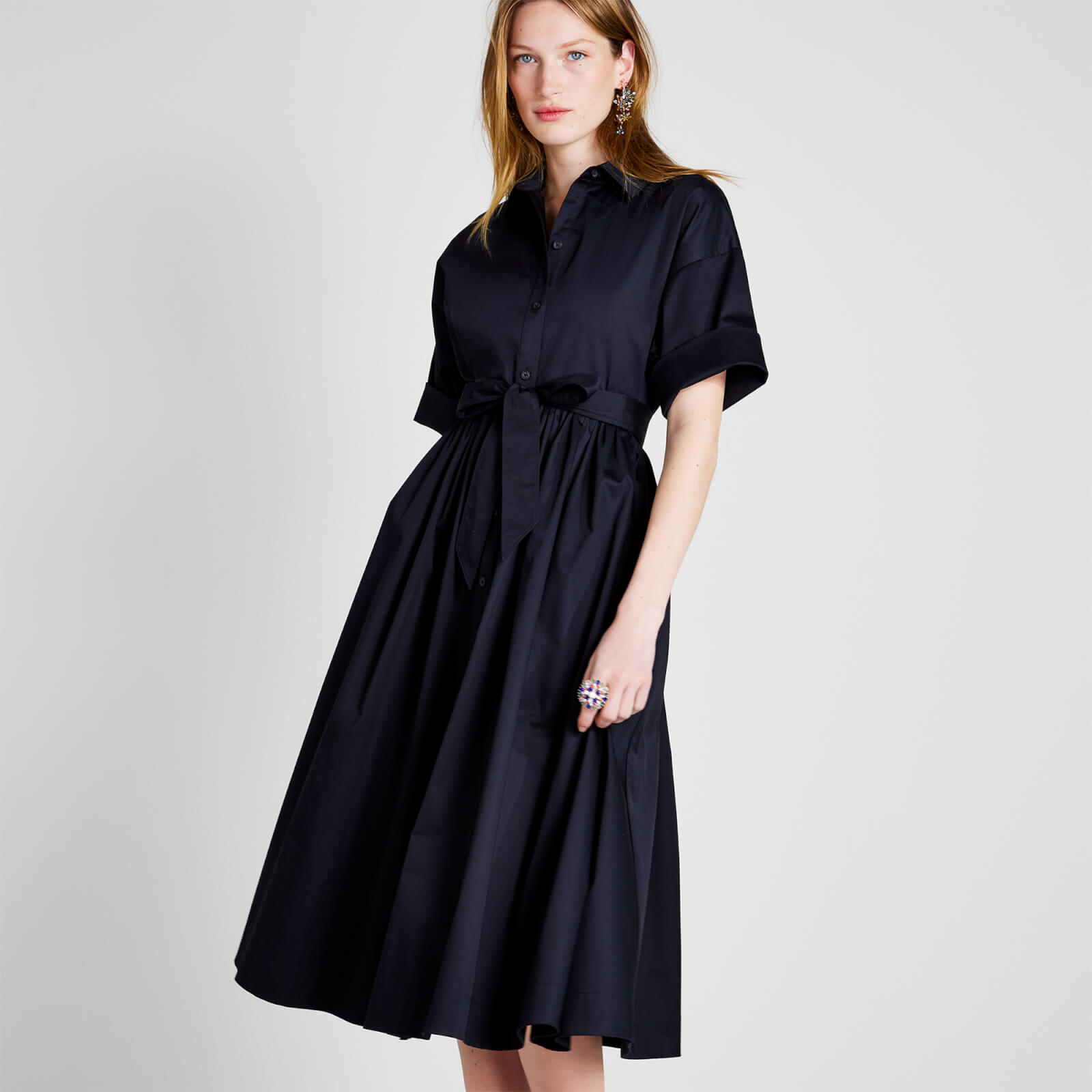 kate spade new york women's poplin montauk dress - black - m