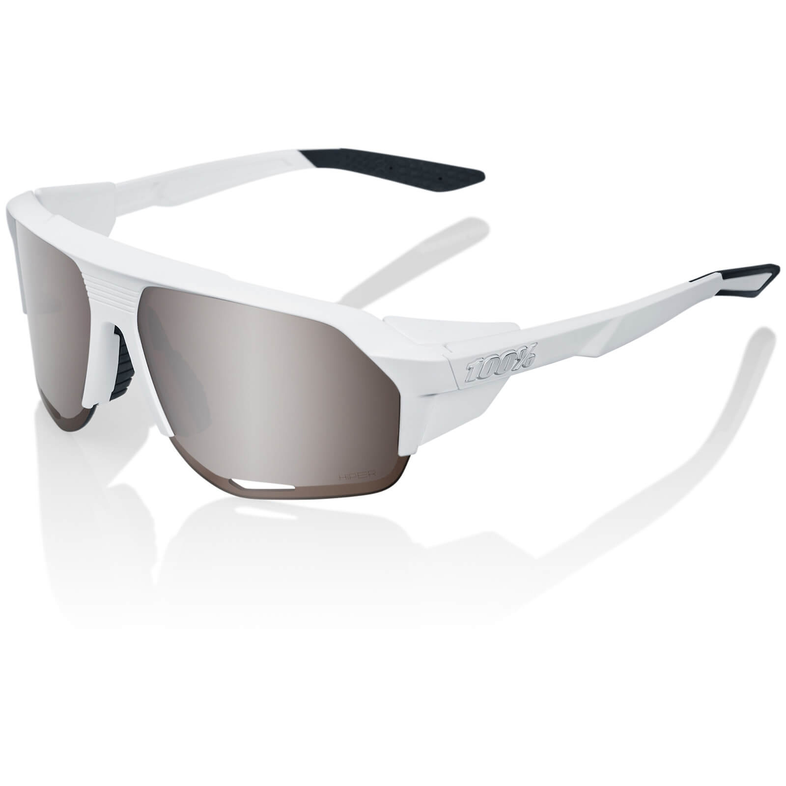 100% Norvik Sunglasses with HiPER Silver Mirror Lens – Soft Tact White
