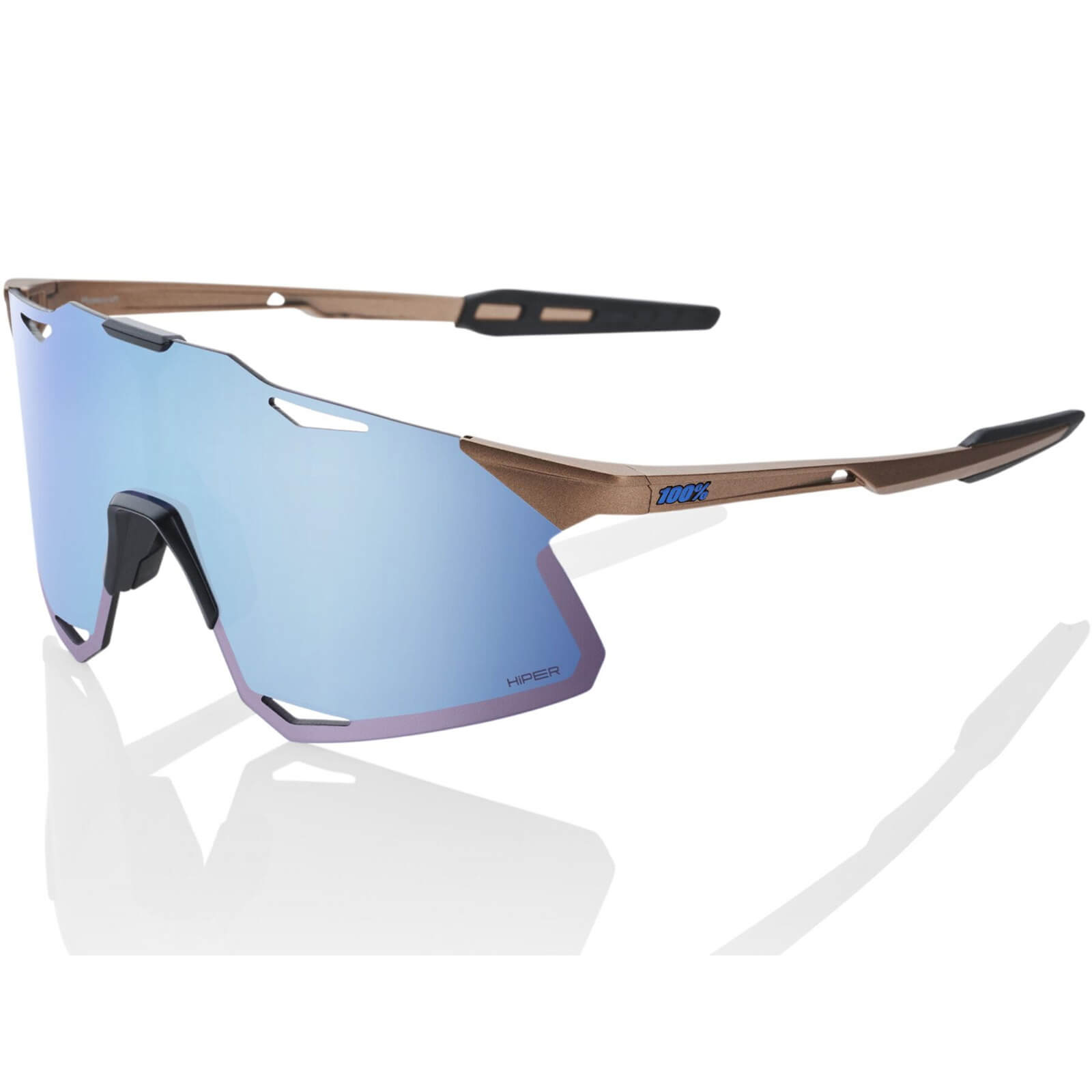 100% Hypercraft Sunglasses with HiPER Blue Multilayer Mirror Lens - Matt Copper Chromium