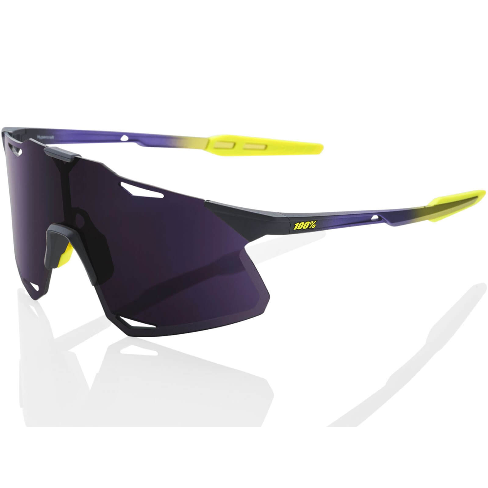 100% Hypercraft Sunglasses with Dark Purple Lens – Matt Metallic Digital Brights