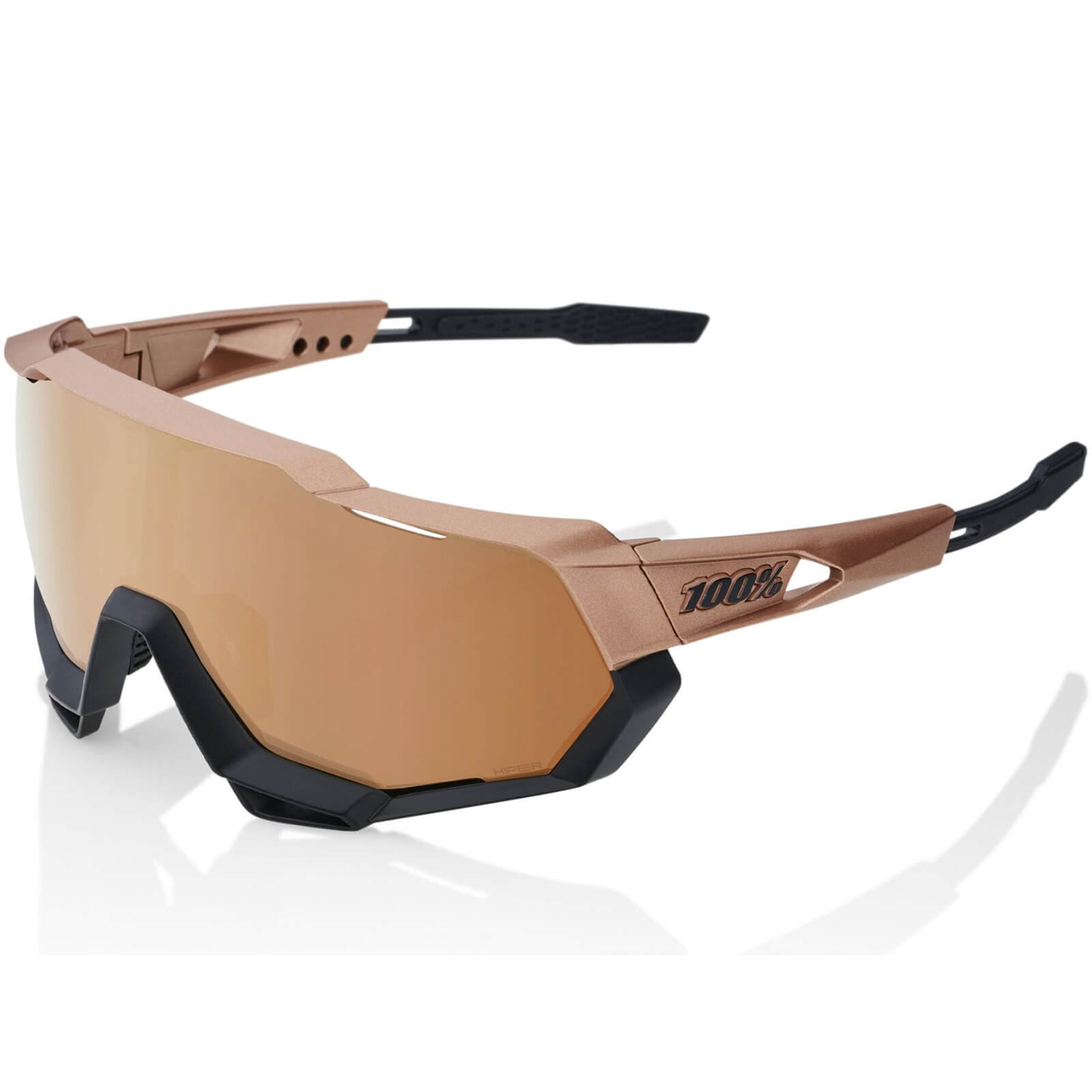 100% Speedtrap Sunglasses with HiPER Copper Mirror Lens – Matt Copper Chromium/Black
