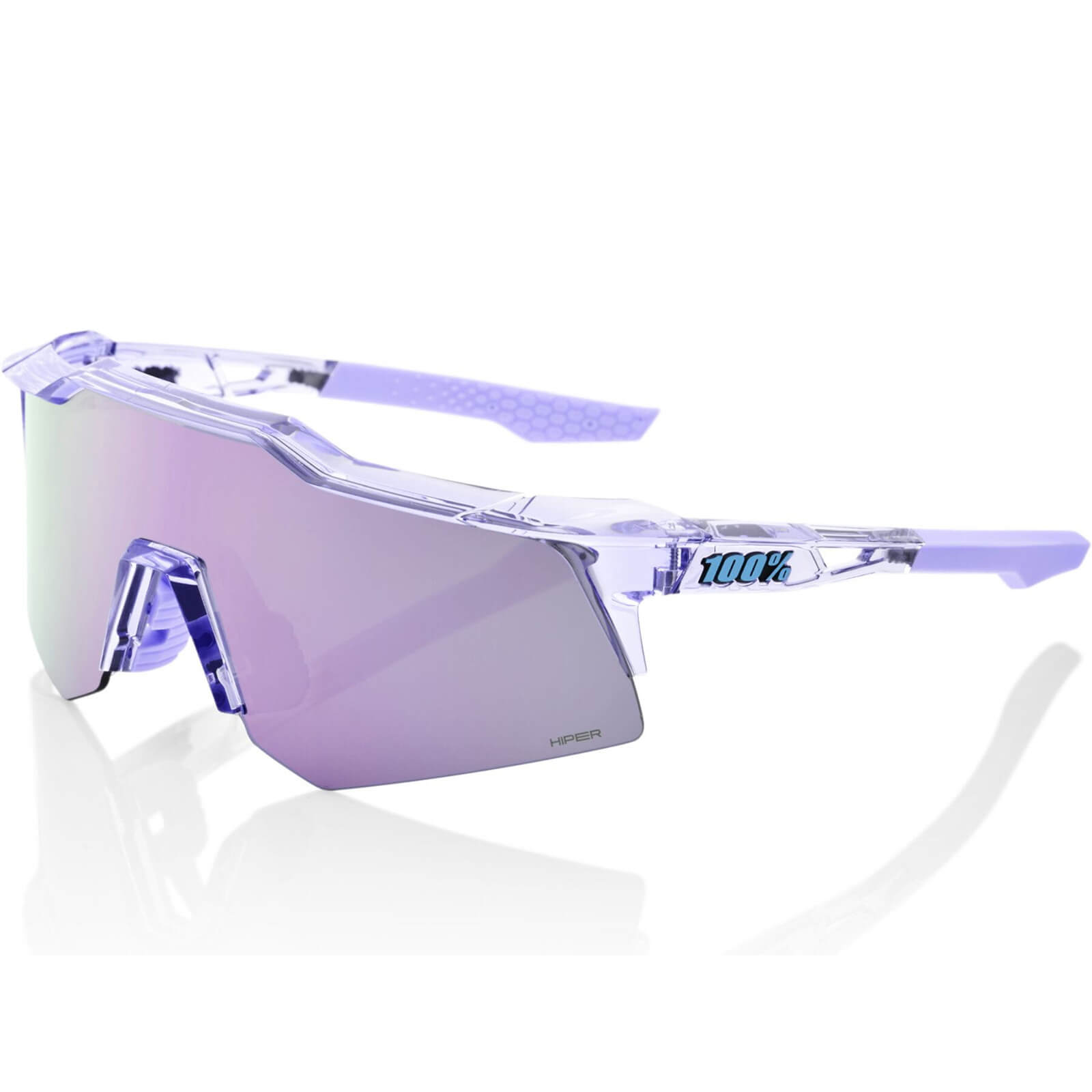 100% Speedcraft XS with HiPER Lavender Mirror Lens - Polished Translucent Lavender