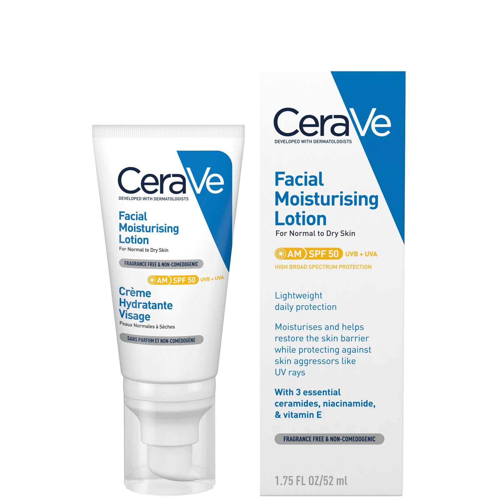 Image of CeraVe AM Lozione Idratante Viso SPF50 per Pelle da Normale a Secca 52ml051