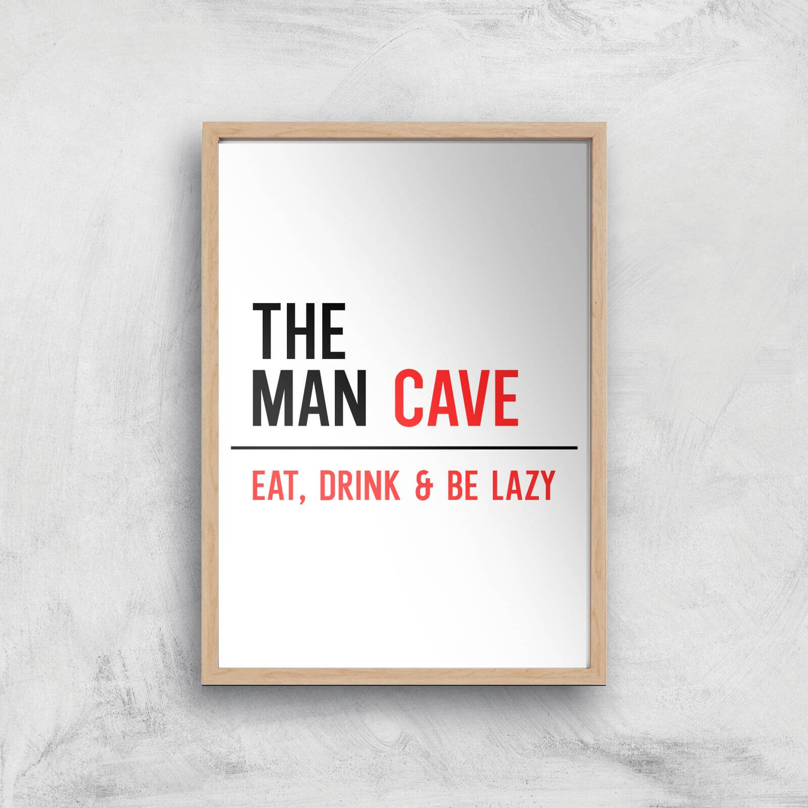 The Man Cave Giclee Art Print - A3 - Wooden Frame