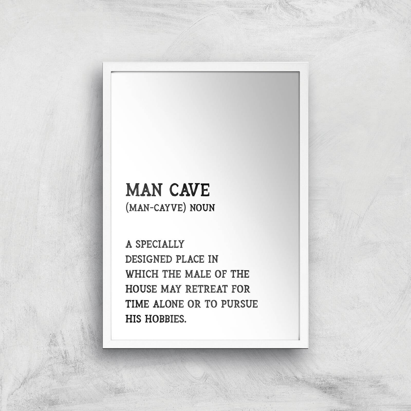 Man Cave Description Giclee Art Print - A3 - White Frame