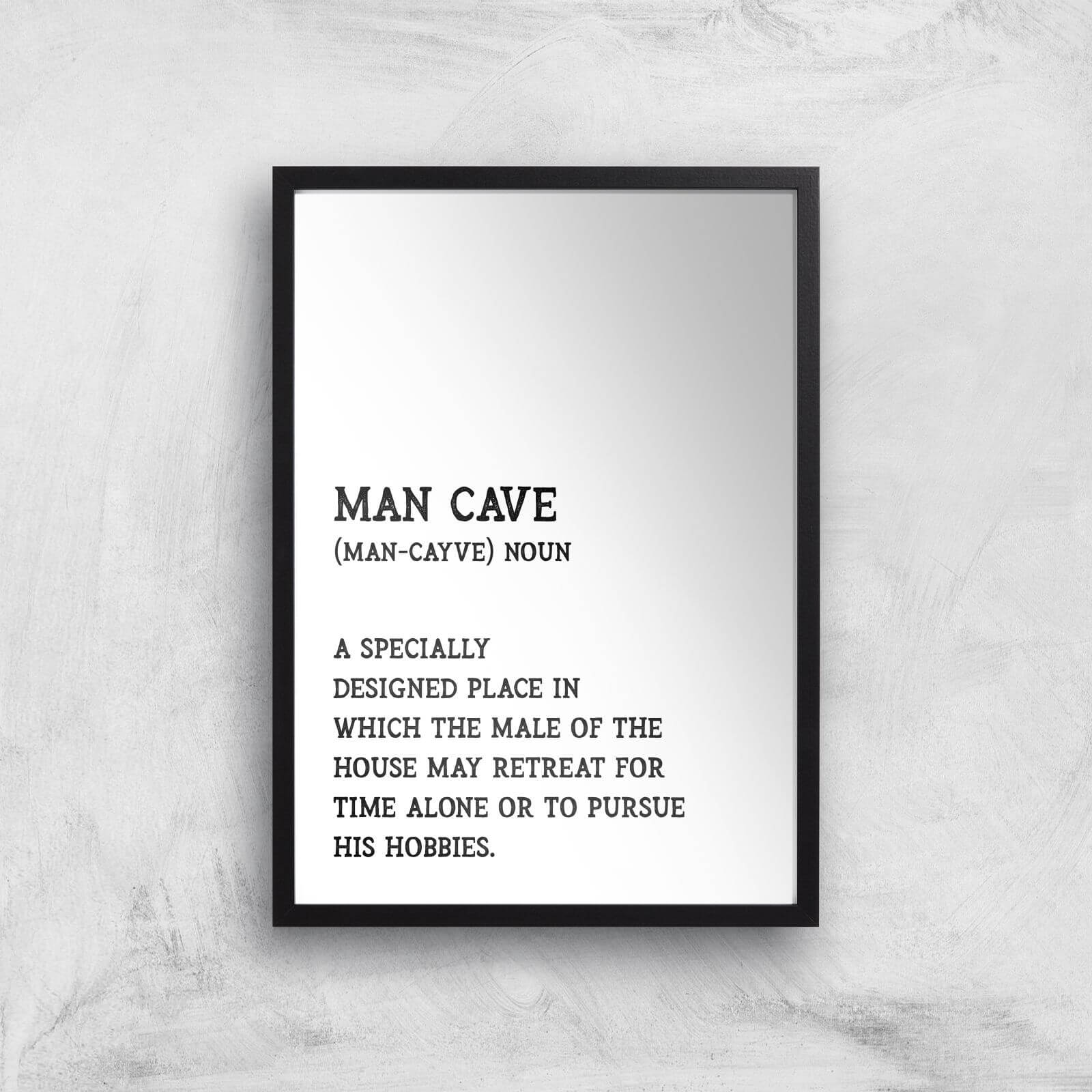 Man Cave Description Giclee Art Print - A3 - Black Frame