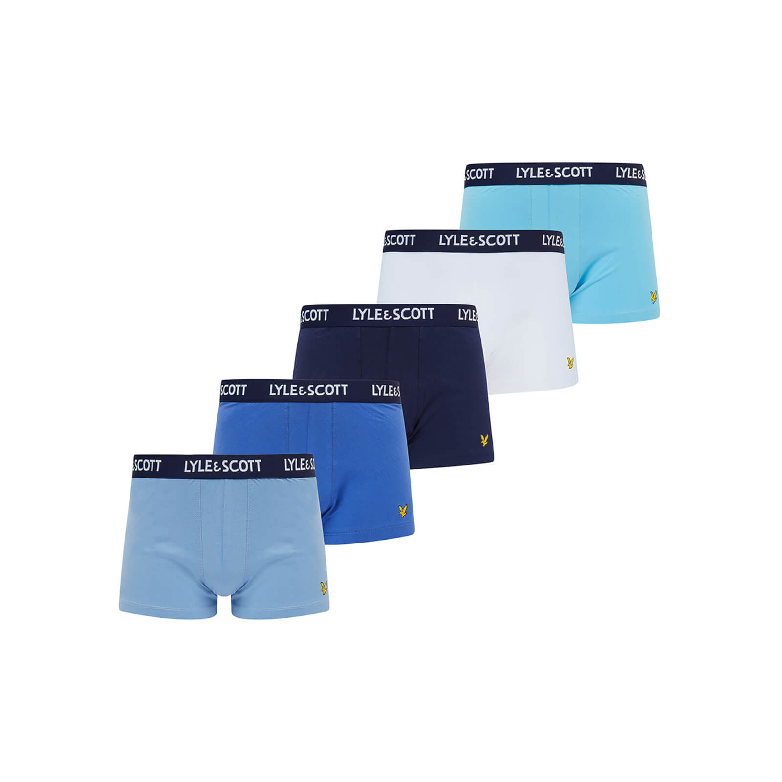 

Lyle & Scott Men's Miller 5 Pack Underwear Trunks - Bright White/Chambray Blue/Blue Mist/Dazzling Blue/Peacoat - M