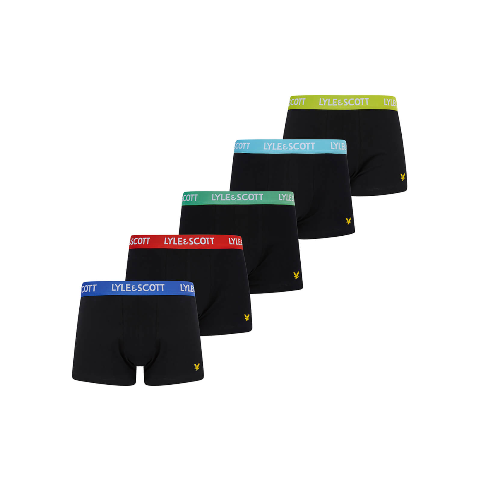 

Lyle & Scott Men's Miller 5 Pack Underwear Trunks - Black Multi Waistband - XXL