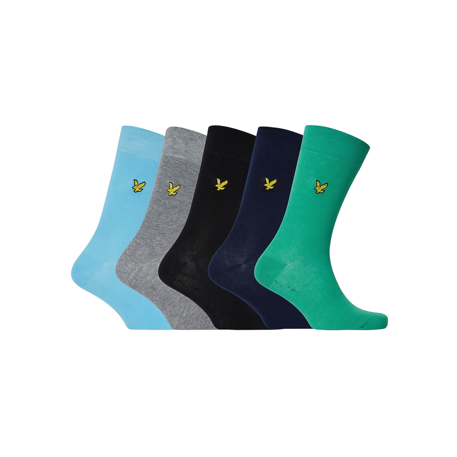 

Lyle & Scott Men's 5 Pack Core Socks Plain - Black/Peacoat/Green Spruce/Blue Mist/Grey Marl - One Size