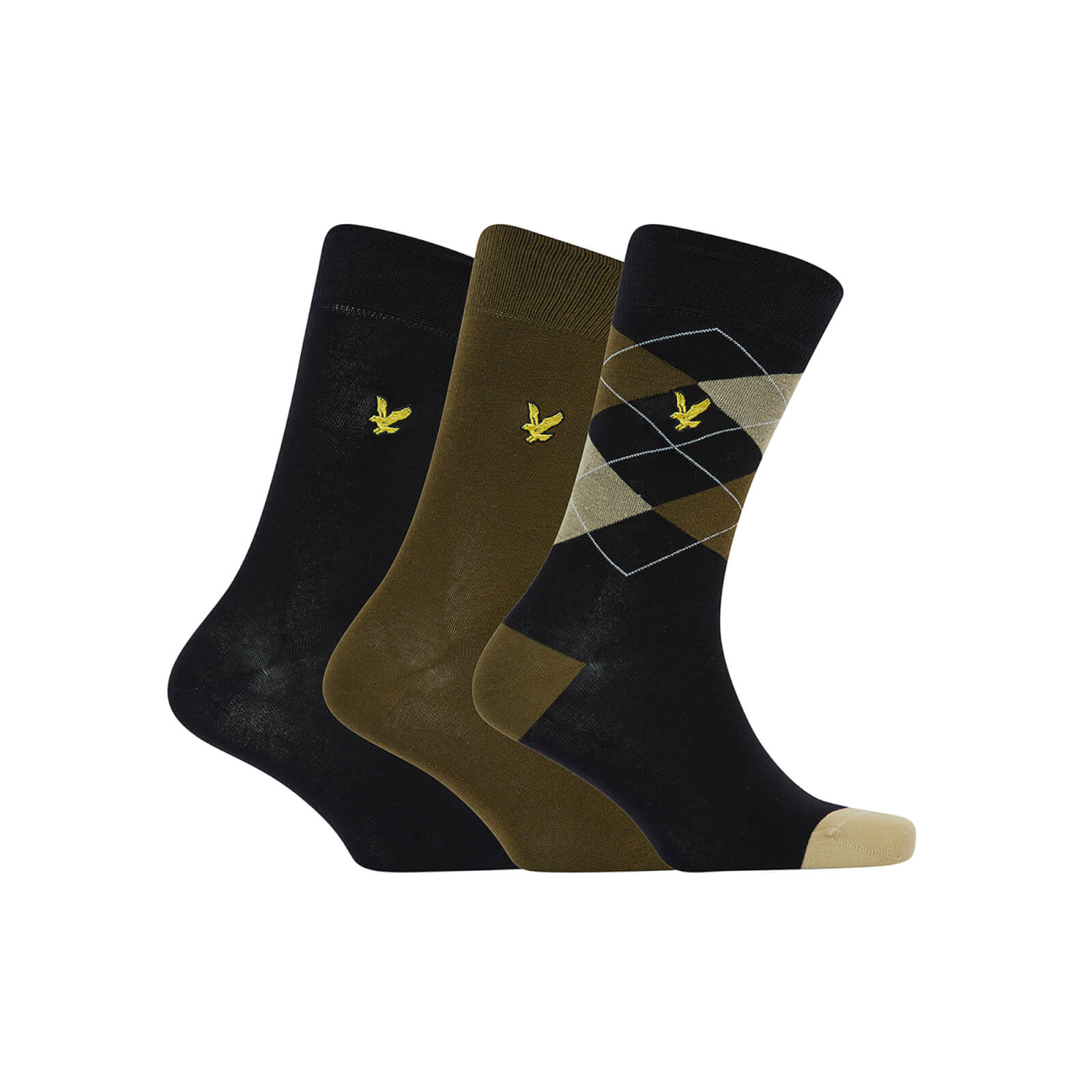 

Lyle & Scott Men's 2 Pack Fashion Socks - Hewie - Argyle/Dark Olive/Black - One Size