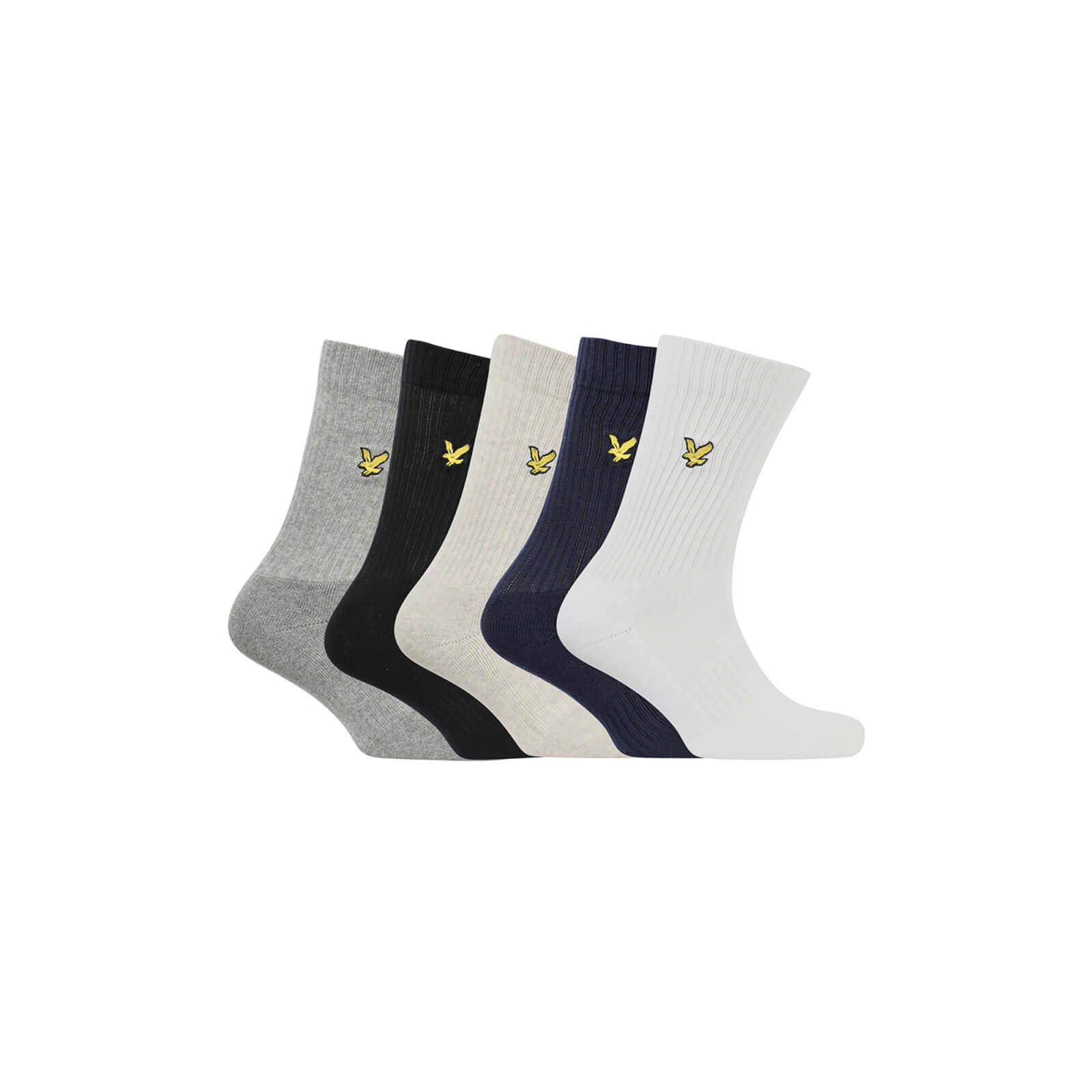 

Lyle & Scott Men's 5 Pack Plain Tubular Sock - Black/Bright White/Grey Marl/Peacoat/Light Grey Marl - One Size