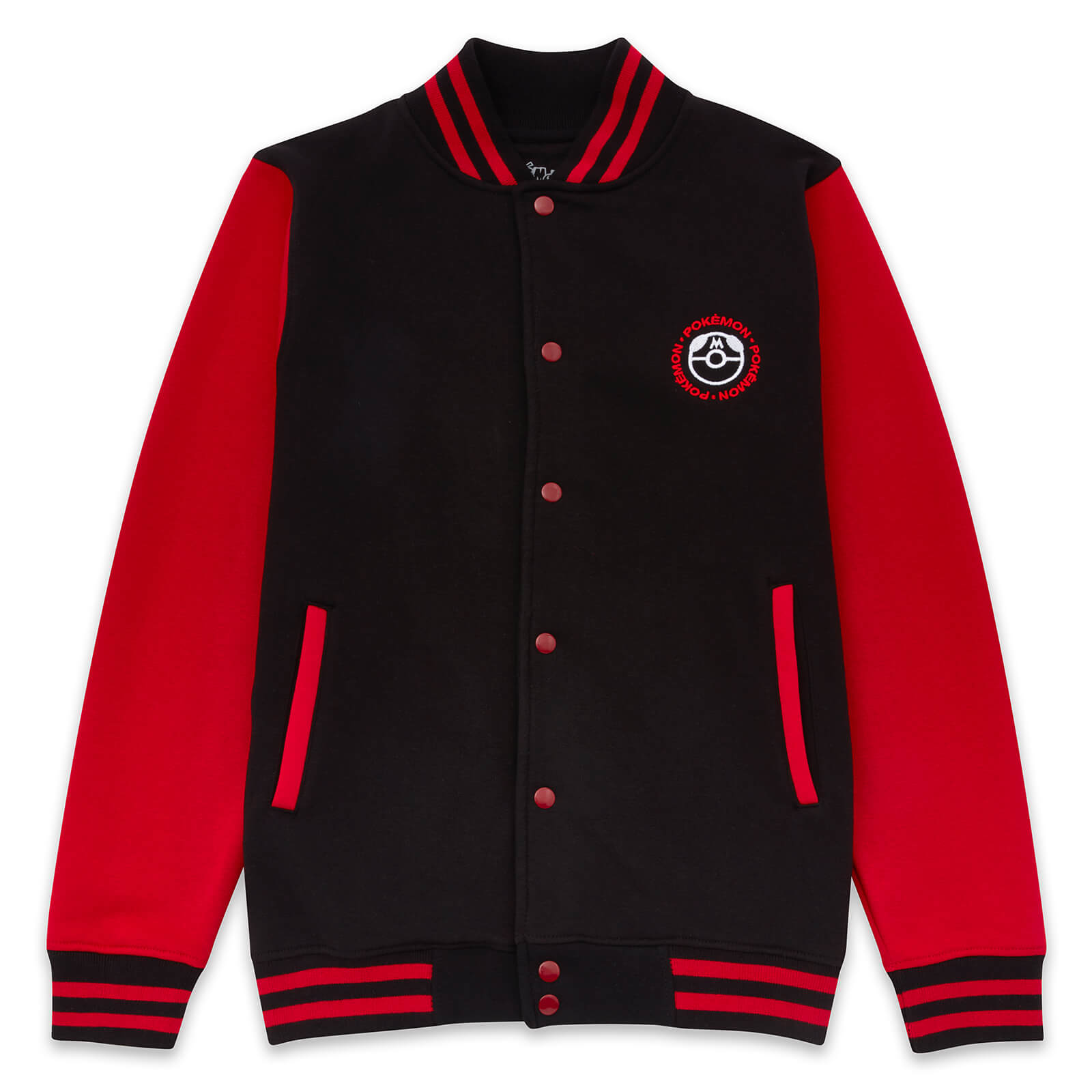 Pokémon Kanto Legendary Embroidered Unisex Varsity Jacket - Black - XL
