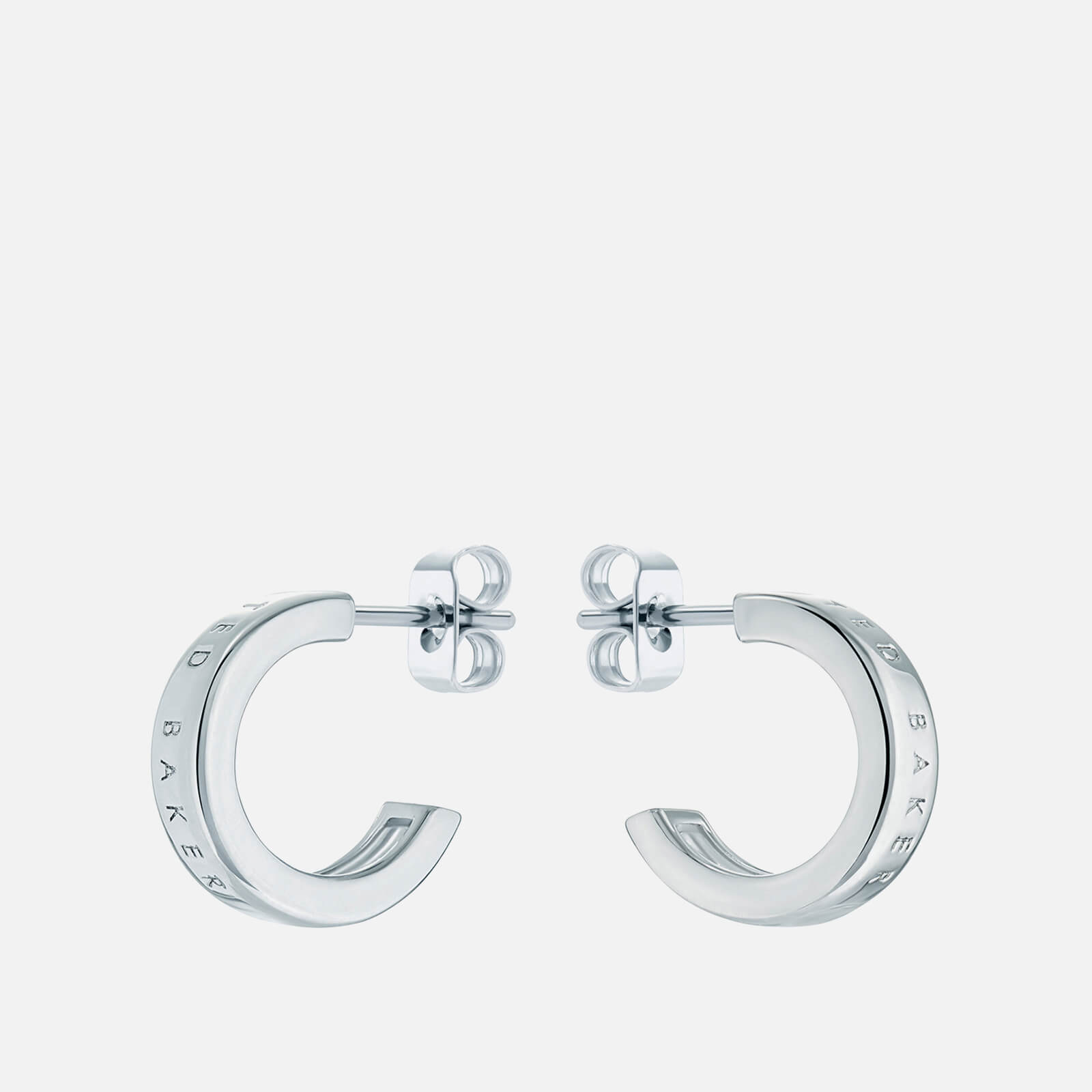 ted baker helanna nano logo silver-tone hoop earrings