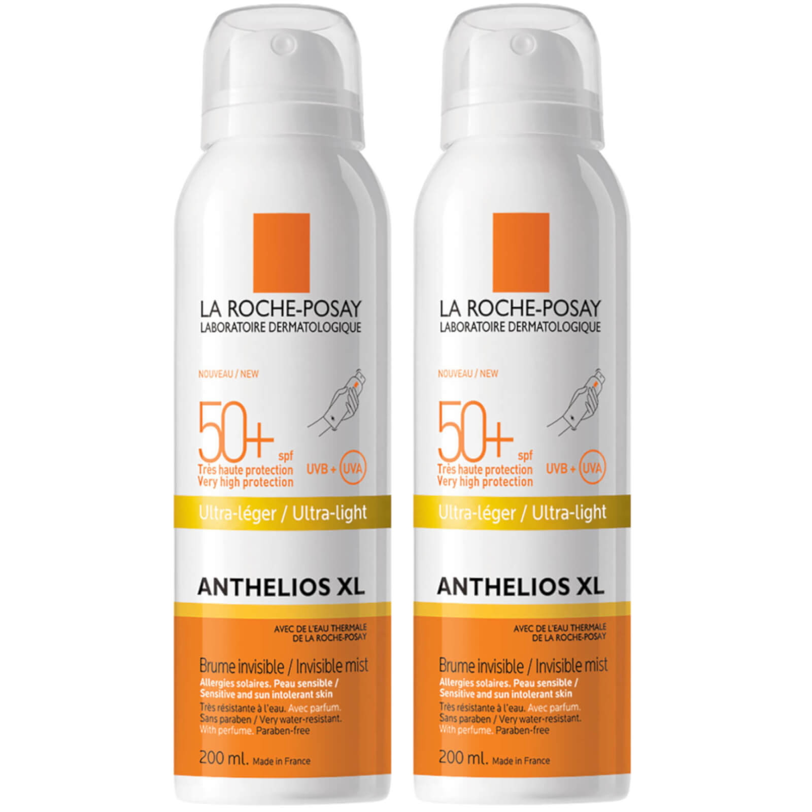 La Roche-Posay Anthelios Ultra-Light SPF50+ Sun Protection Spray 200ml Duo