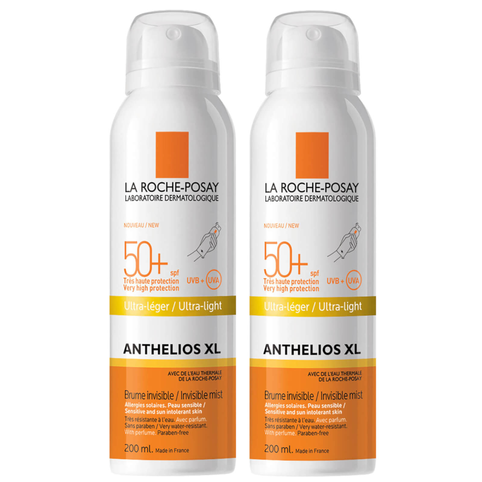 La Roche-Posay Anthelios Ultra-Light SPF50+ Sun Protection Spray 200ml Duo lookfantastic.com imagine