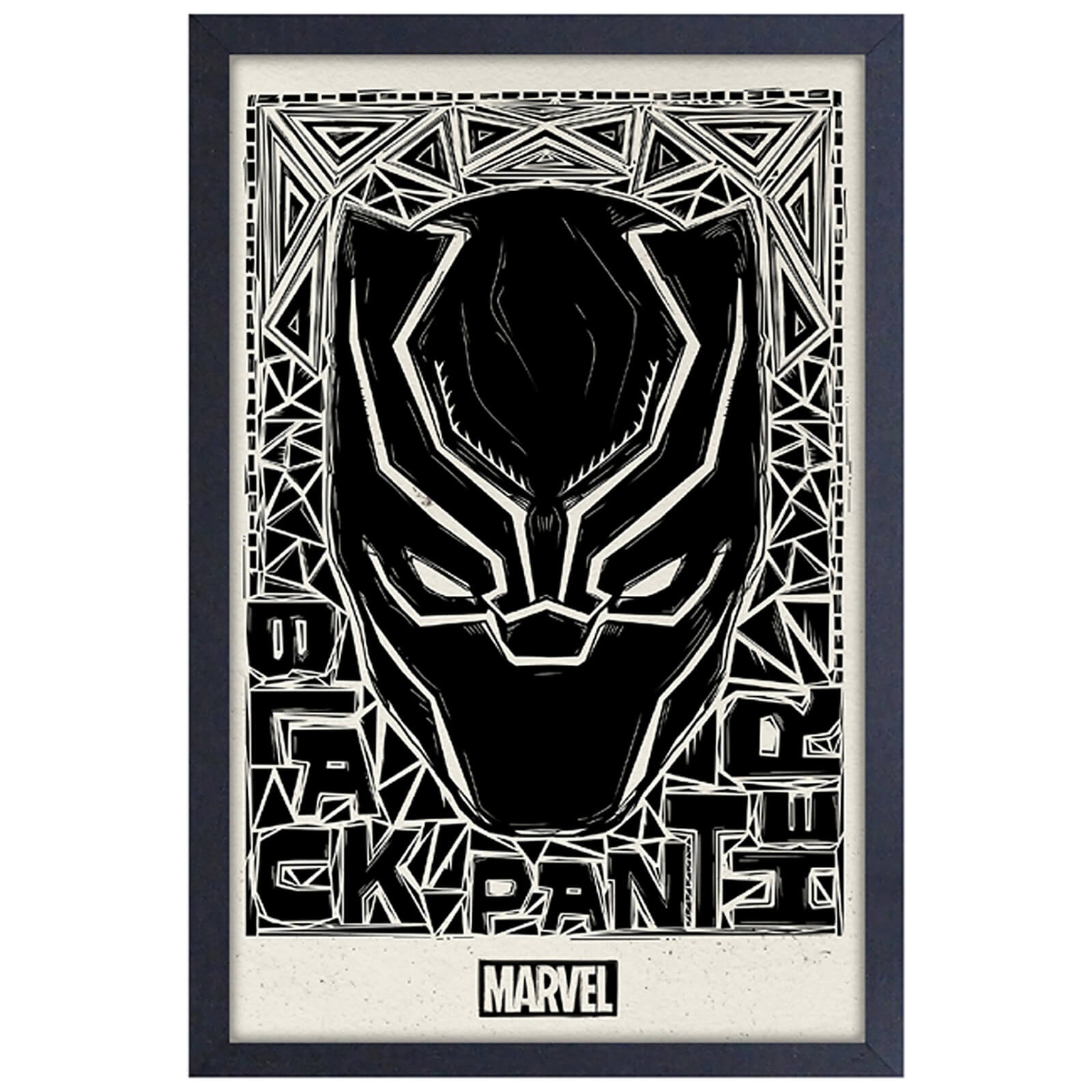 Marvel Black Panther Linocut Framed Art Print