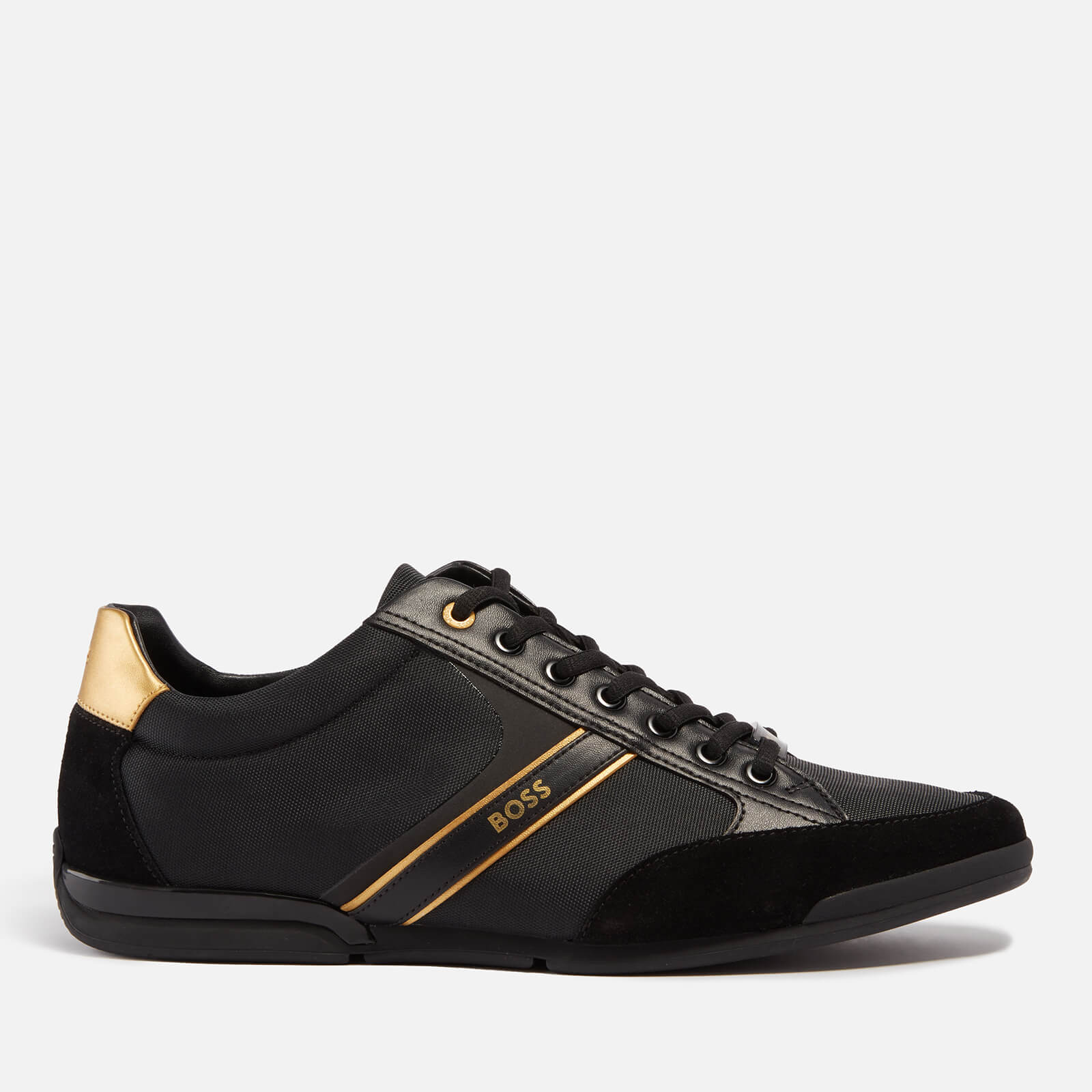 BOSS Saturn Faux Suede and Faux Leather-Trimmed Canvas Trainers - UK 10