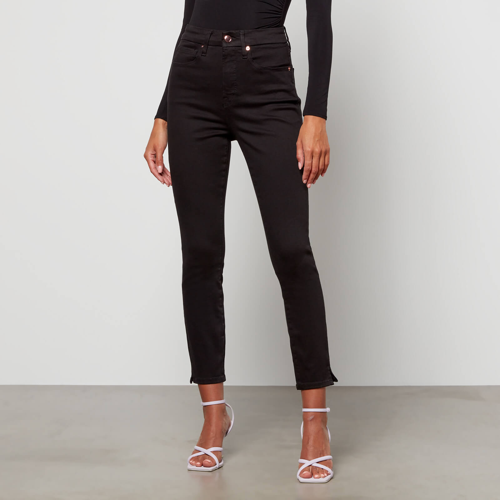 Good American Women's Good Waist Crop Side Slit Jeans - Black001 - US 4/UK 8