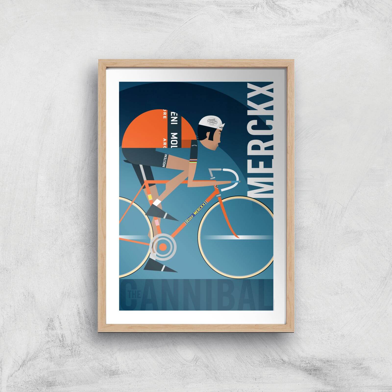 Little James Arnold Eddy Merckx Giclee Art Print - A4 - Wooden Frame