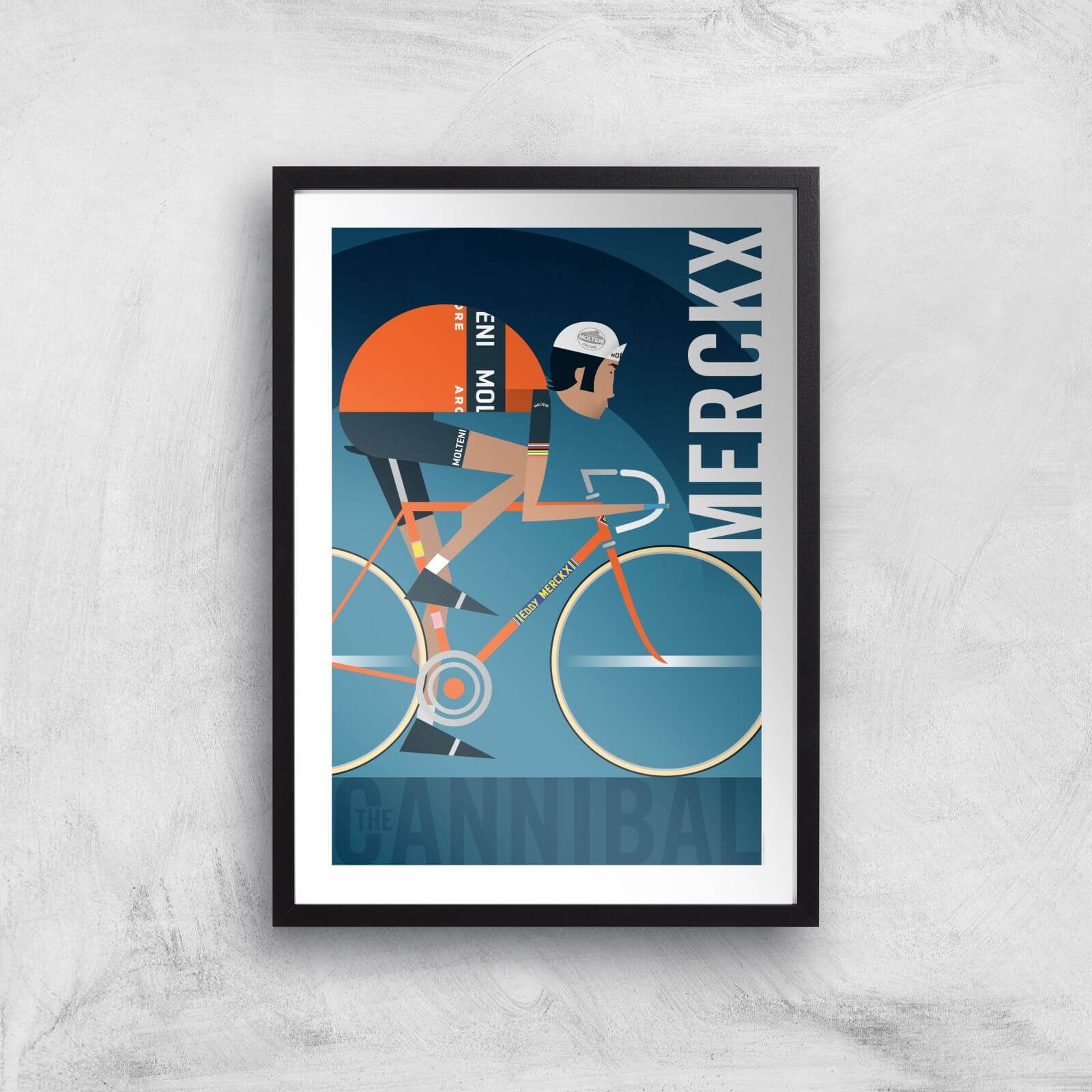 Little James Arnold Eddy Merckx Giclee Art Print - A4 - Black Frame