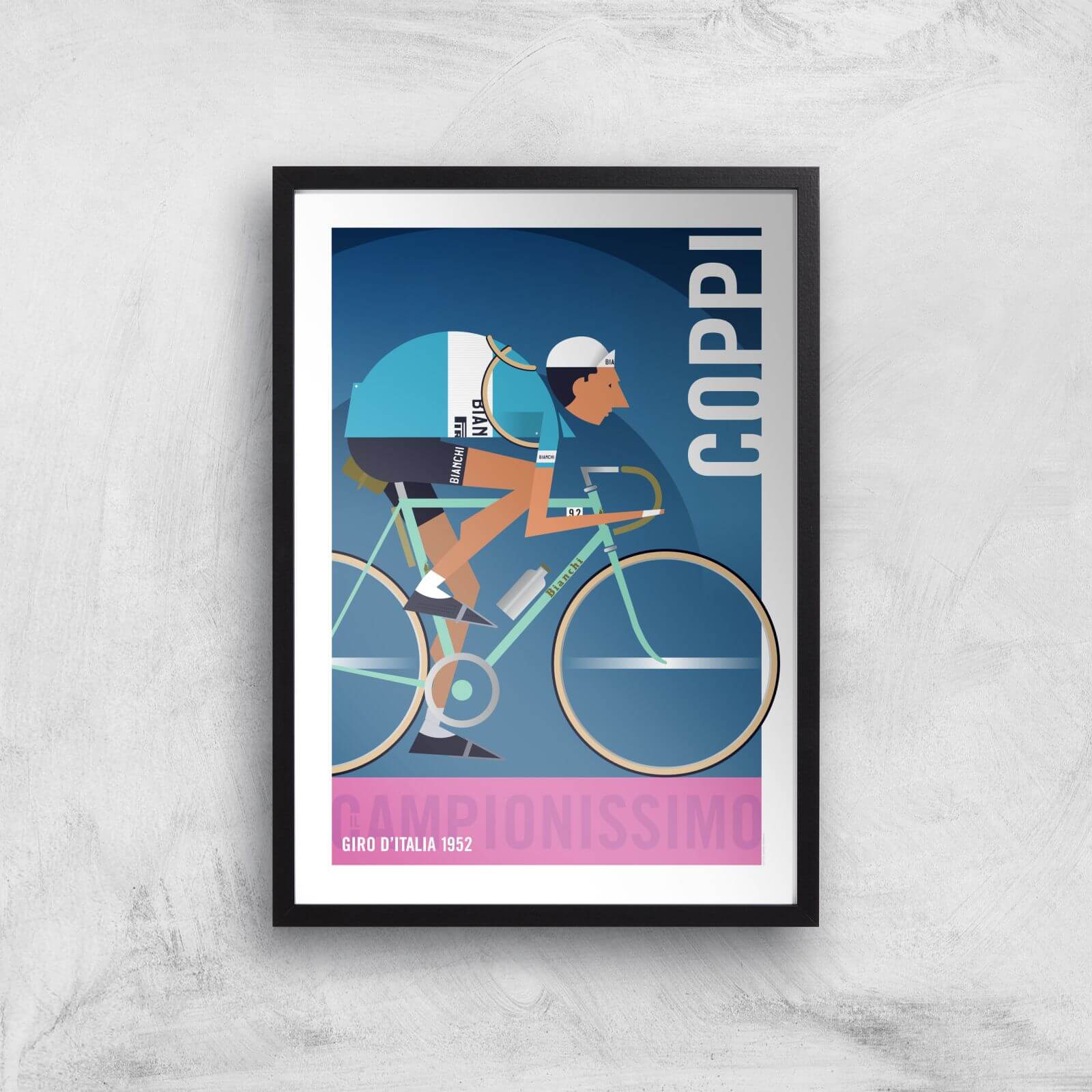 Little James Arnold Fausto Coppi Giclee Art Print - A3 - Black Frame