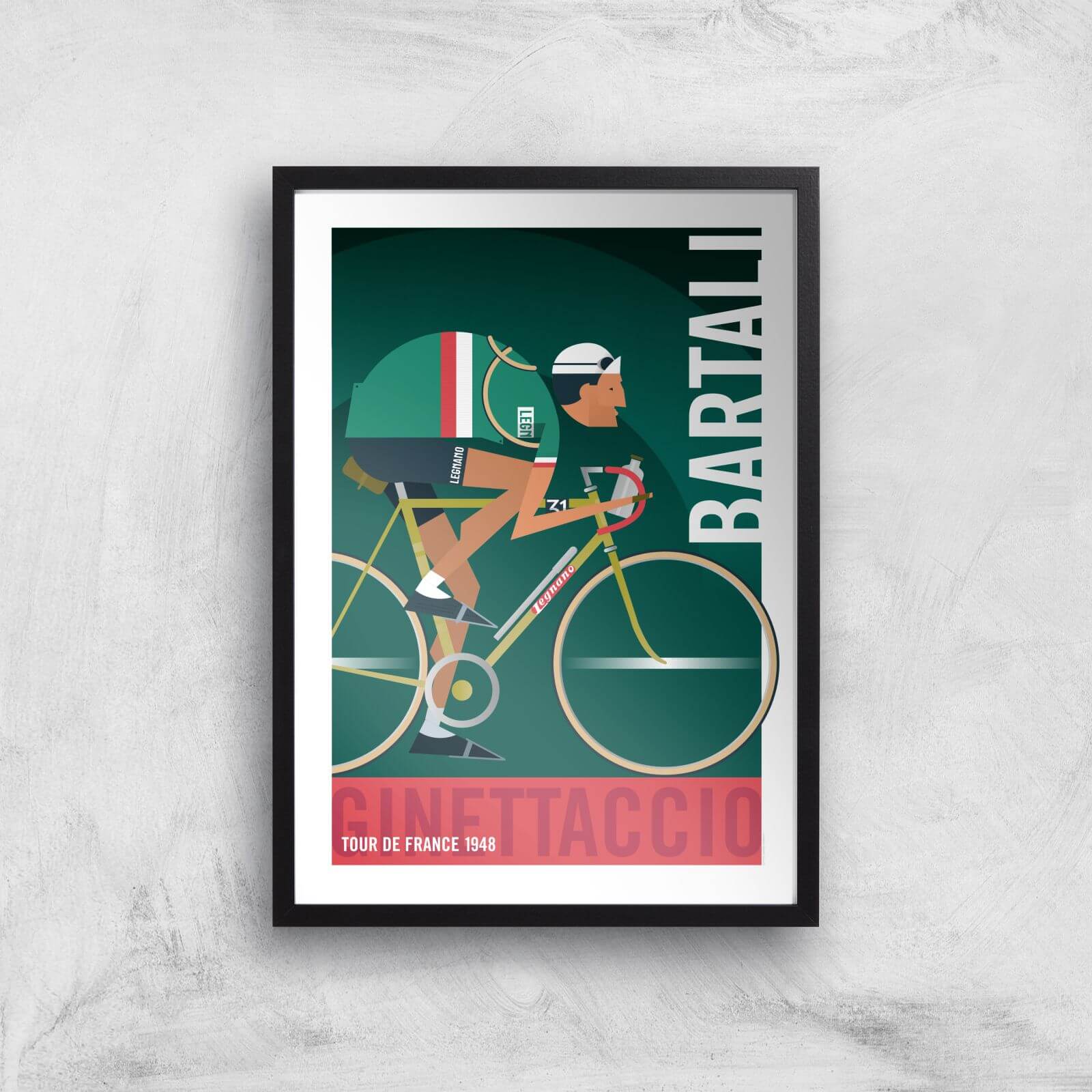 Little James Arnold Gino Bartali Giclee Art Print - A4 - Black Frame