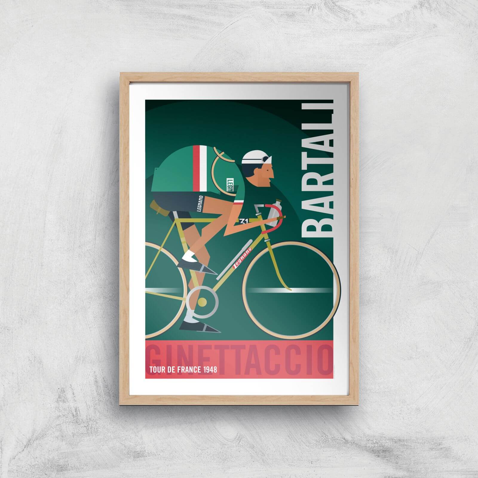 Little James Arnold Gino Bartali Giclee Art Print - A3 - Wooden Frame