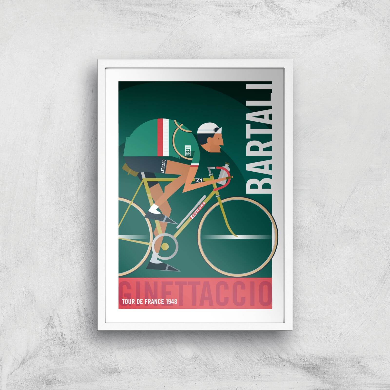 Little James Arnold Gino Bartali Giclee Art Print - A3 - White Frame