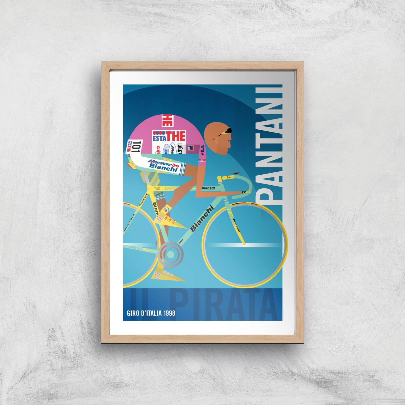 Little James Arnold Pantani Giclee Art Print - A4 - Wooden Frame