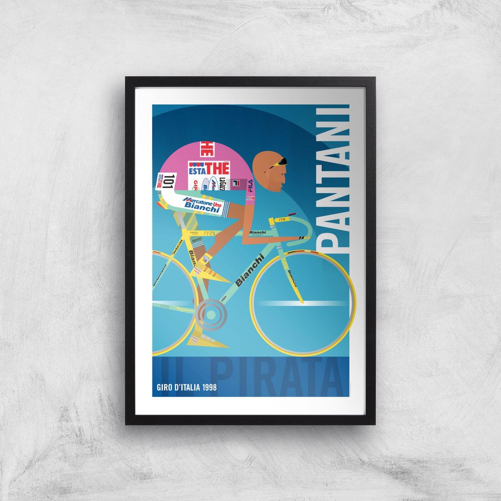 Little James Arnold Pantani Giclee Art Print - A4 - Black Frame