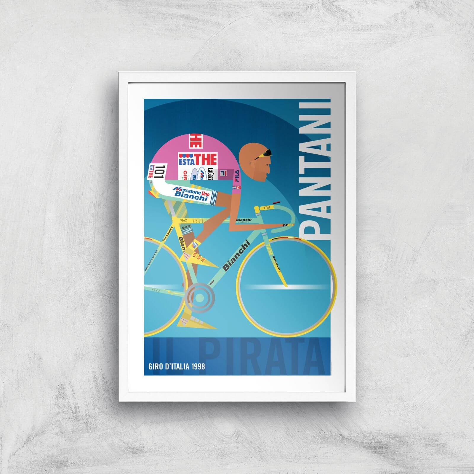 Little James Arnold Pantani Giclee Art Print - A3 - White Frame