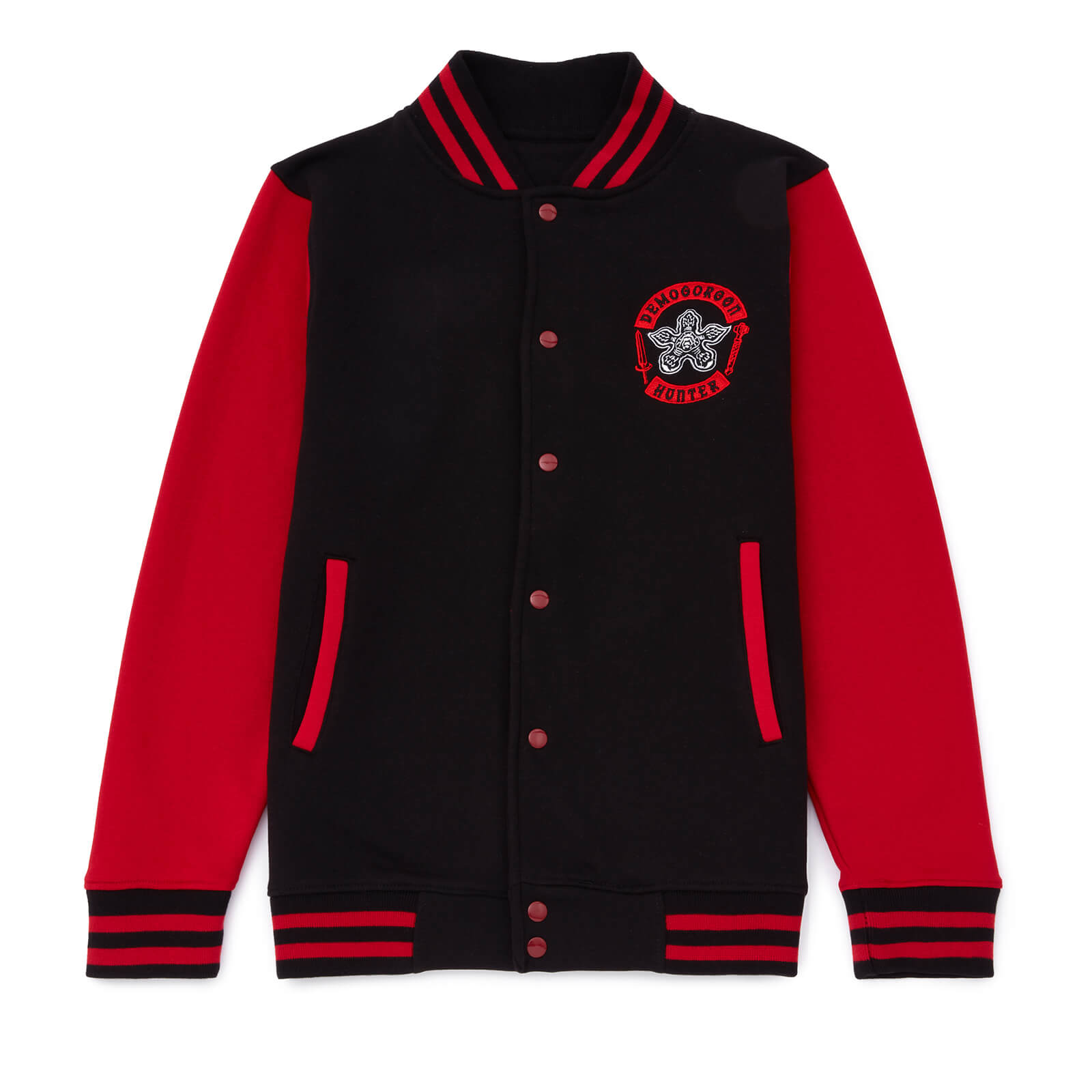 Stranger Things Demogorgon Hunter Unisex Varsity Jacket - Black/Red - L