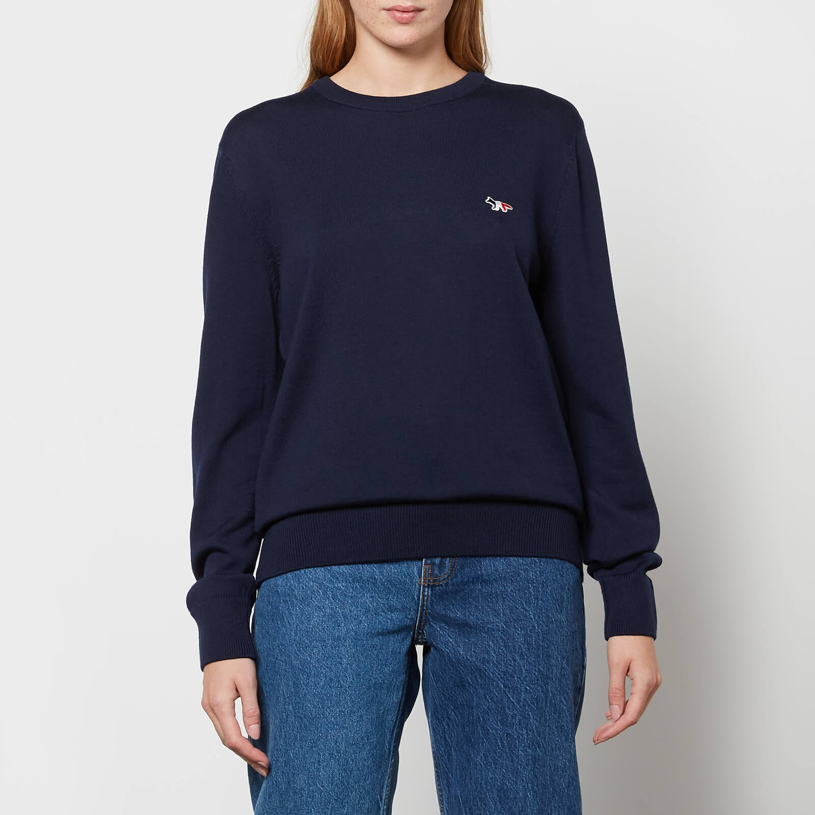 Maison Kitsuné Tricolor Fox Patch Classic R-Neck Jumper - Navy - S